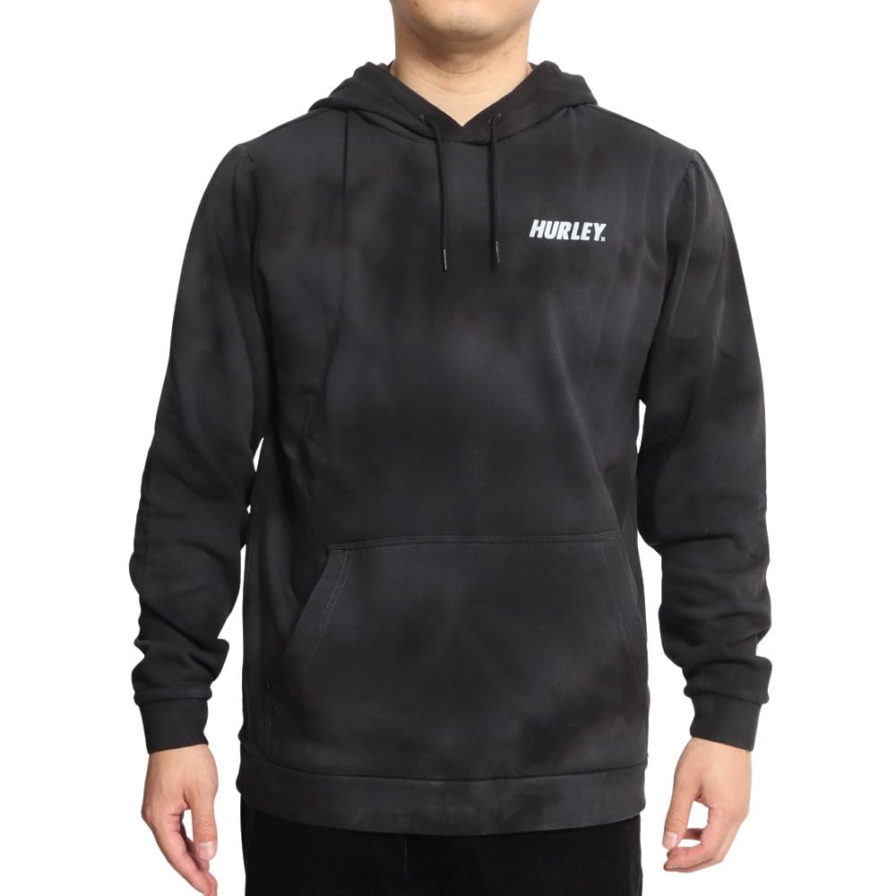 Hurley Fastlane Tie-Dye Summer Pullover Hoodie for Men - Black Medium | Beachwear, Casual Streetwear & Summer Vacation Outfit