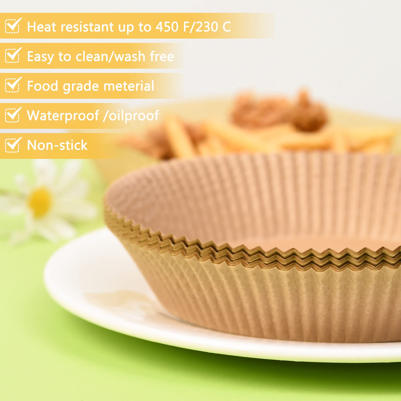 100PCS AW&SH Air Fryer Liners - 6.3 Inch Disposable Parchment Paper for Air Fryer | Perfect for Cooking, Baking & Healthy Meals