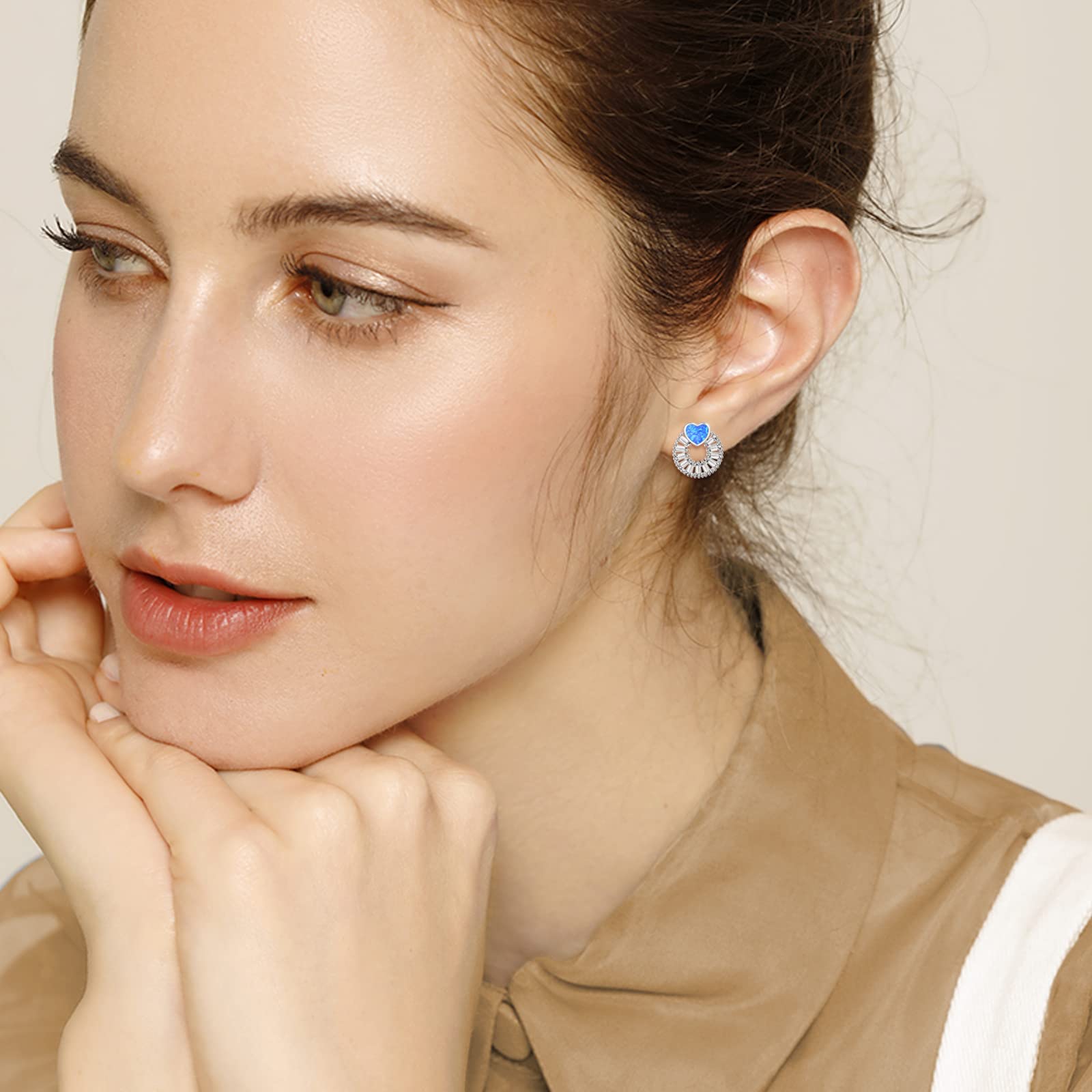 YFN Opal Earrings - Sterling Silver Drop Stud Earrings in Blue, White, Pink & Abalone Shell | Elegant Jewelry Gift for Women & Girls | Perfect for Weddings, Parties & Everyday Wear