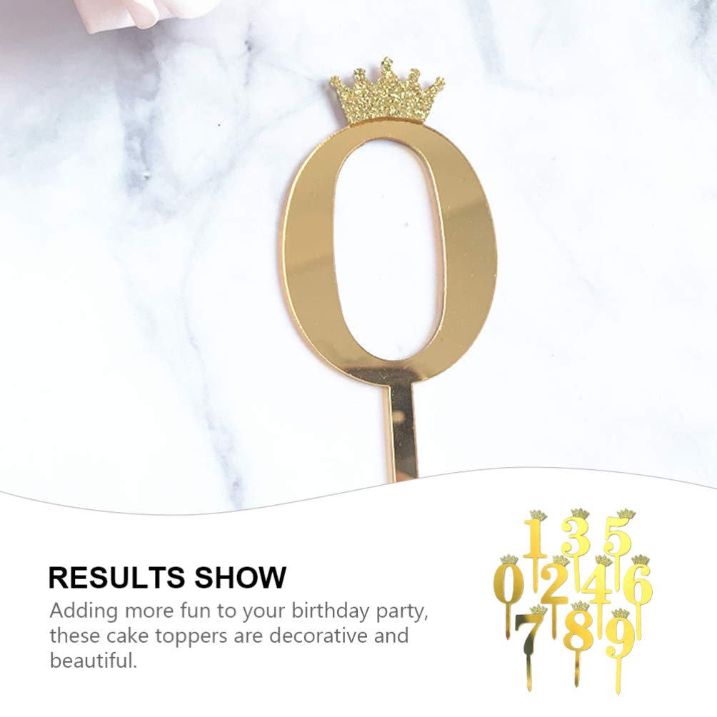 10pcs Acrylic Number Cake Toppers - Reusable Digital Cake Inserts, Cupcake Toppers & Cake Decorations for Birthday, Wedding, Anniversary Parties (Perfect for DIY Cake Decorating)