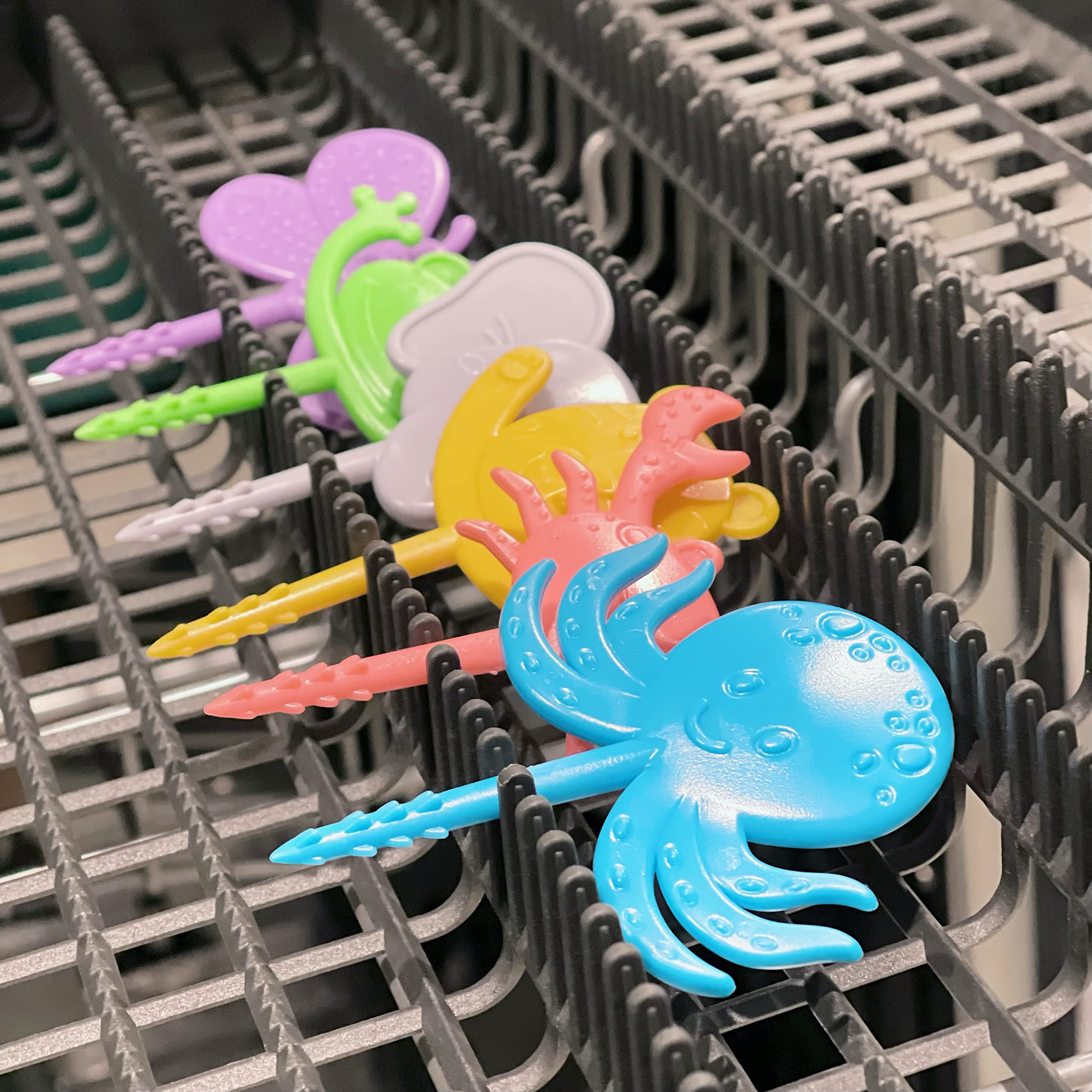 BapronBaby Sea Life Foodie Picks (2 Pack - Crab & Octopus) - BPA Free Toddler Utensils for Self Feeding - Dishwasher Safe Baby Spoons for 18+ Months - Perfect for Preschoolers & Early Learning Mealtime