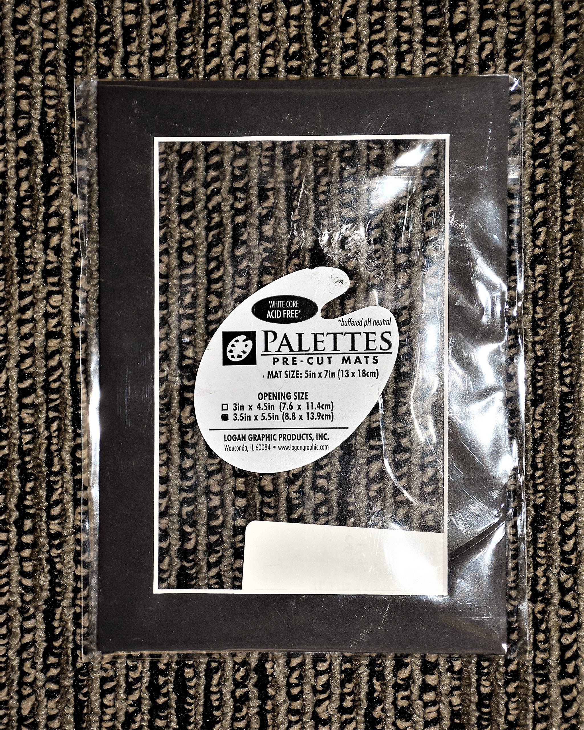 Logan Graphic Palettes Pre Cut Mats 5X7 Inches - Smooth Black Acid-Free Archival Mat Board for Picture Framing, Art Displays & Photo Preservation