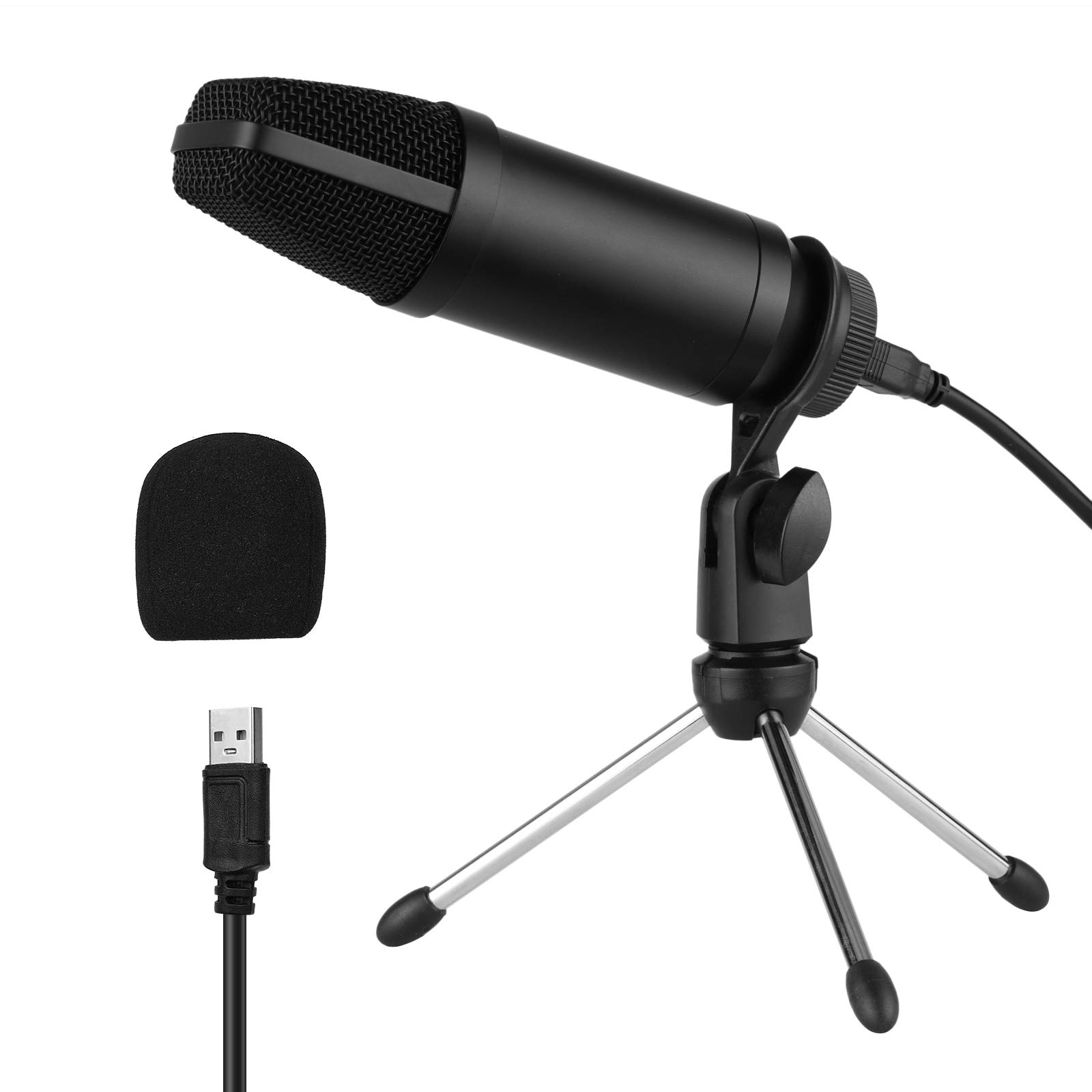 Fesjoy USB Condenser Microphone Kit for PC - Professional Computer Mic with Foldable Tripod Stand, Pop Filter & USB Cable for Streaming, Podcasting, Gaming & Voice Chat (Perfect for Home Studio & Online Meetings)