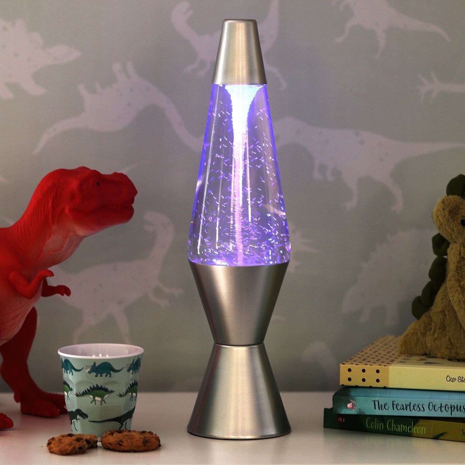 Bloomingtons Direct Tornado Lava Lamp - RGB Color Changing LED Night Light with Glitter Effects, Silver Base (Mains & Battery Powered) - Perfect for Bedroom Decor, Party Lighting & Relaxation