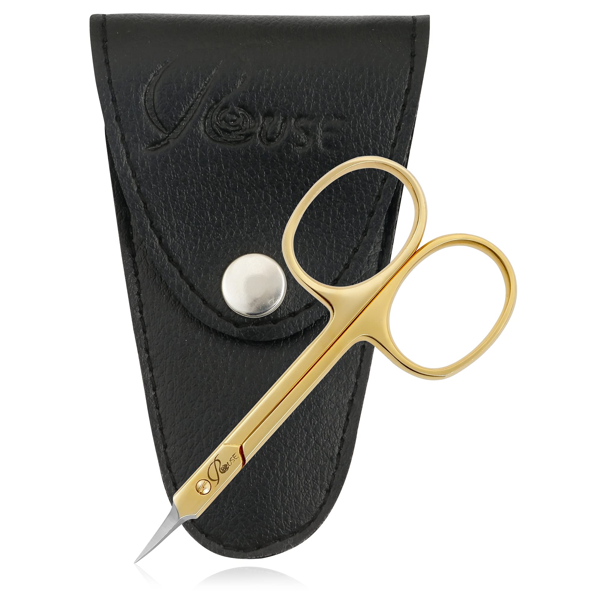 ROUSE Professional Stainless Steel Cuticle Scissors - Precision Grooming Tool for Eyebrows, Eyelashes, Mustache & Beard Care | Manicure & Pedicure Essential | Antique Finish | Perfect for Home Salon & Professional Use