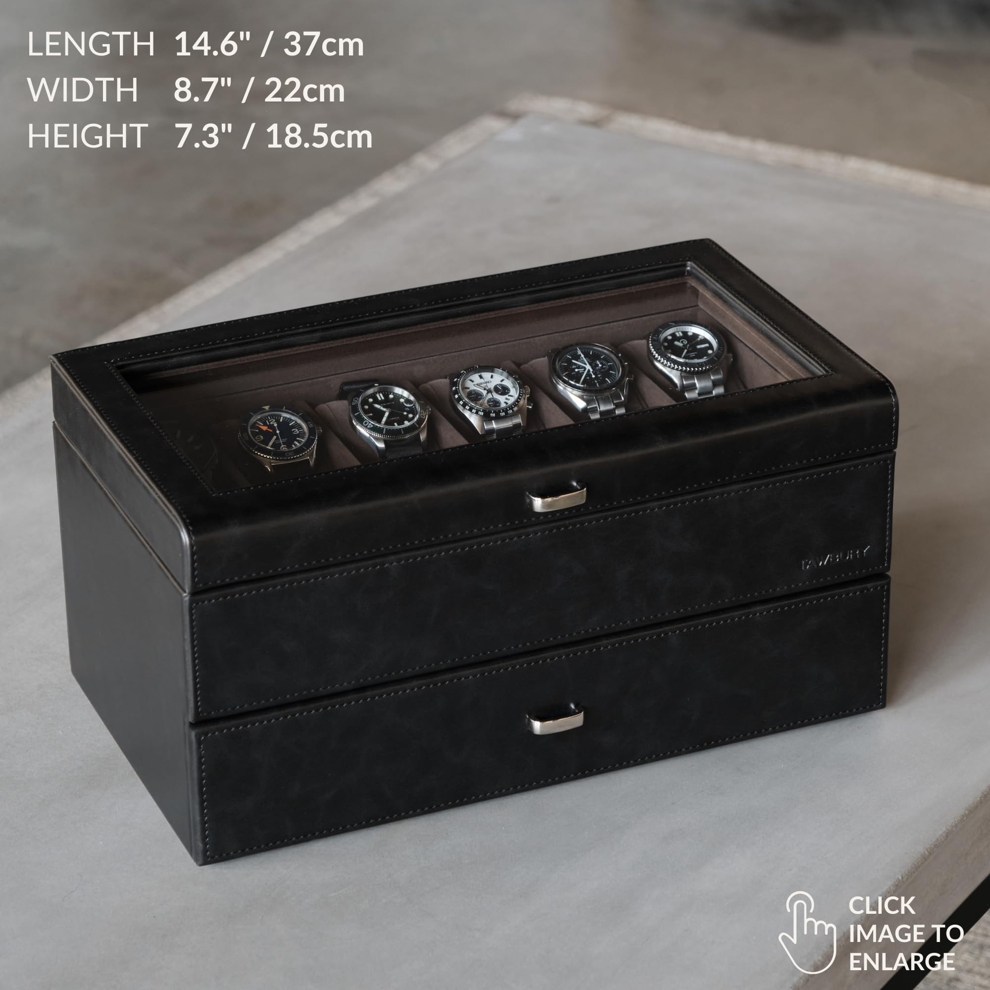 TAWBURY 24 Slot Luxury Watch Box Organizer for Men - Premium Wooden Watch Display Case with Glass Top | Perfect for Watch Collection, Storage & Travel | Gift for Watch Enthusiasts
