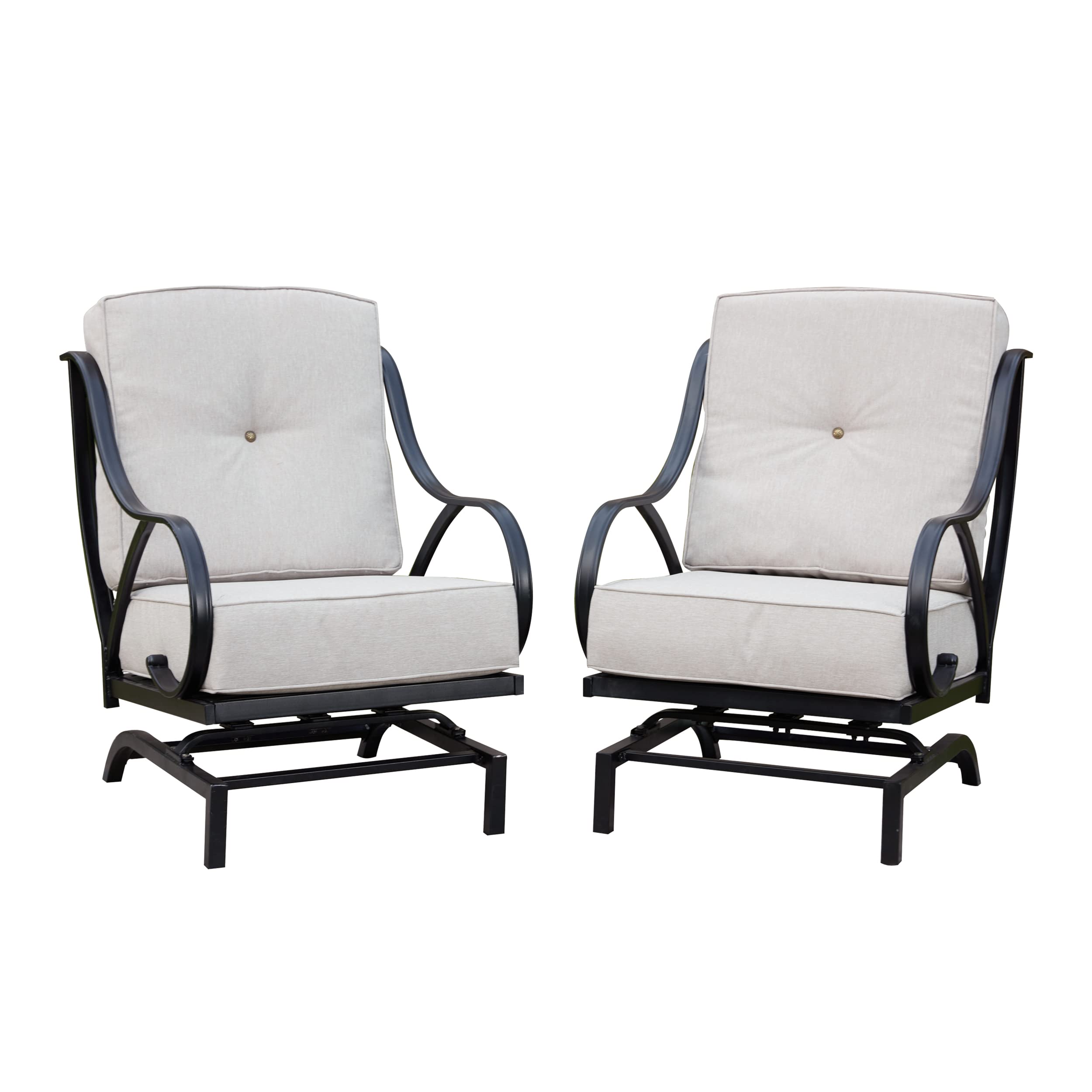 LOKATSE HOME 2-Piece Outdoor Patio Dining Chairs Set - Metal Frame Bistro Conversation Chairs with Cushions, Beige - Perfect for Garden, Backyard, Poolside & Restaurant Outdoor Seating