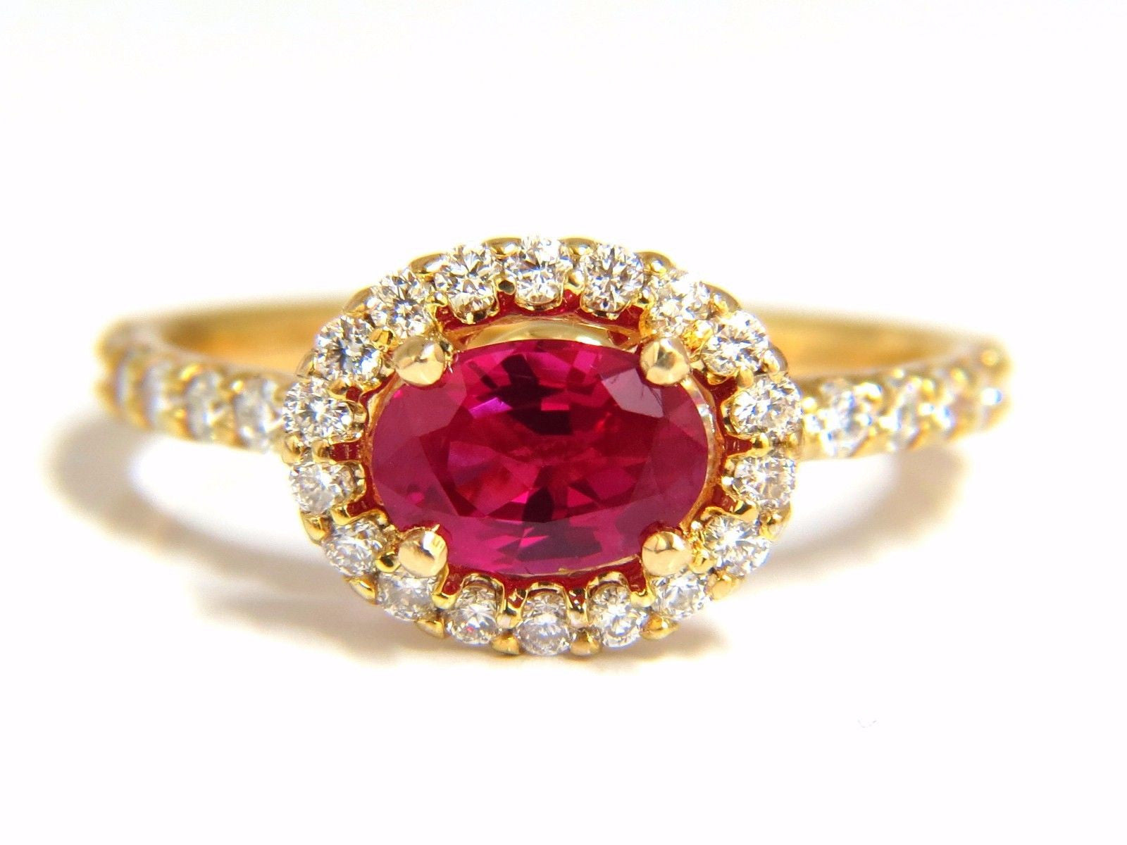 GIA Certified 1.01ct Oval Cut Red Ruby & 0.50ct Diamond Ring in 14K Gold - Elegant Engagement, Wedding, or Anniversary Jewelry Gift