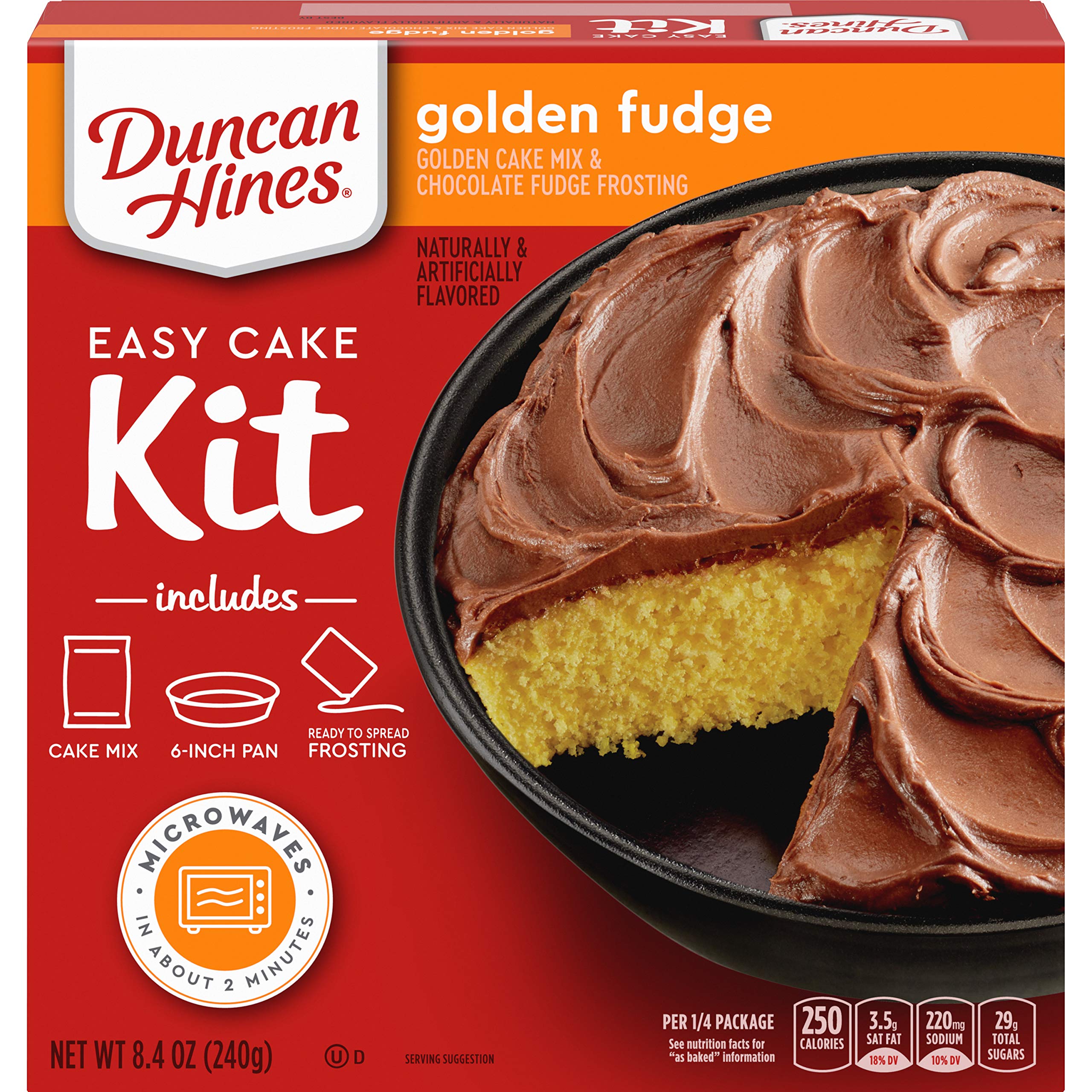 Duncan Hines Golden Fudge Cake Mix - Easy Baking Kit (8.4 oz) | Perfect for Birthday Parties, Family Gatherings & Holiday Desserts
