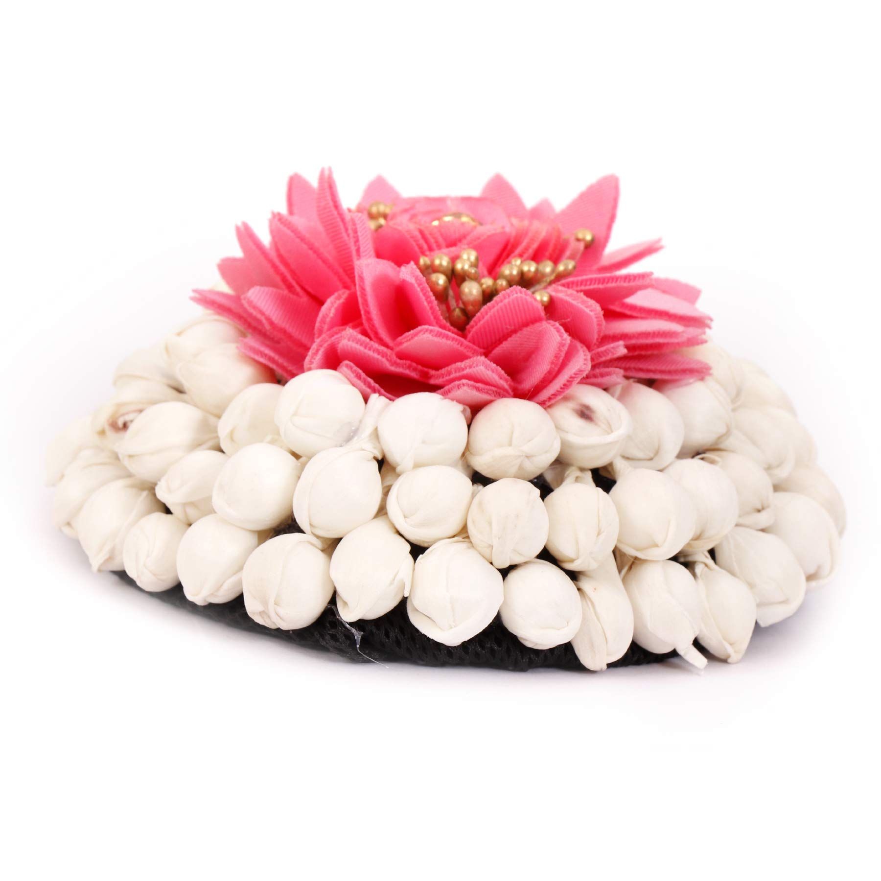 NAVMAV Fashion Artificial Rose Flower Juda for Bridal Hair Bun | Fabric Flower Gajra Hair Accessories for Women & Girls (Pink) | Perfect for Weddings, Parties & Special Occasions