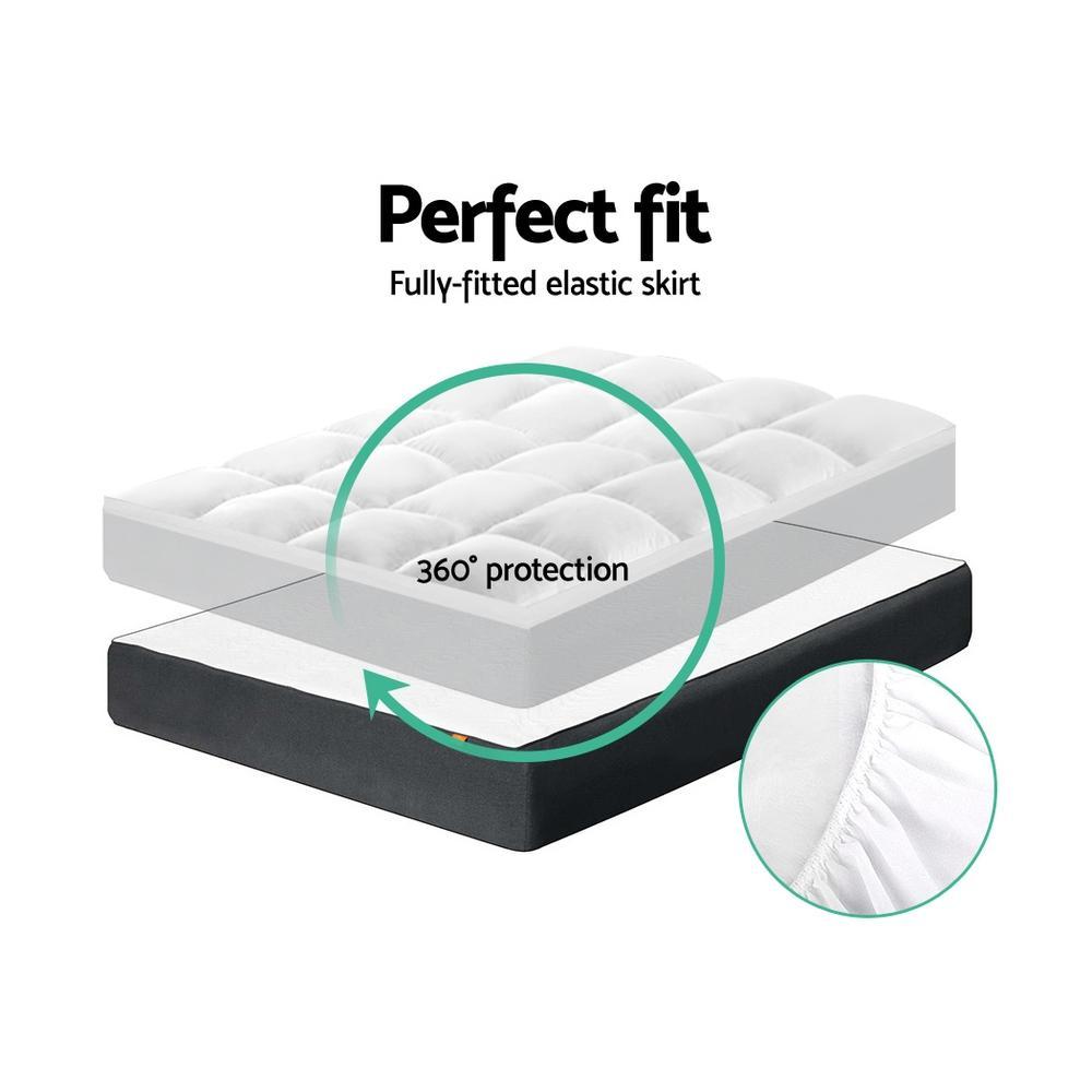 King Size Mattress Topper with 1000GSM Microfiber Pillowtop - Cooling Mattress Protector for Back Pain Relief & Pressure Relief - Perfect for Hot Sleepers, Side Sleepers & Couples