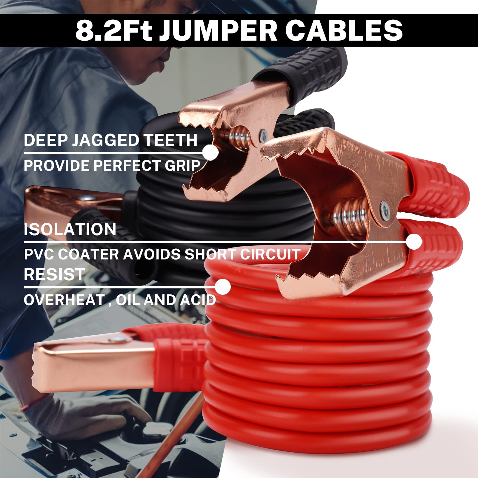 Premium Car Emergency Kit with Heavy-Duty Battery Jumper Cables - 120-Piece Roadside Safety Kit for Cars, Trucks & SUVs - Essential Automotive Accessories for Men & Women - Perfect Gift for Drivers & Travel Enthusiasts - Ideal for Road Trips, Commuting & Winter Driving Preparedness