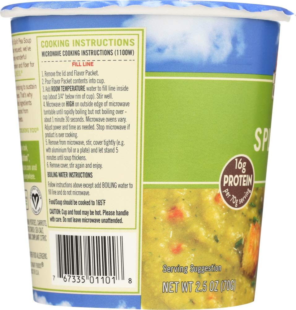 Dr. McDougall's Split Pea & Barley Big Soup Cup - 24 Pack (2.5 Oz Each) | Instant Vegan Soup for Camping, Office Lunch & Quick Healthy Meals