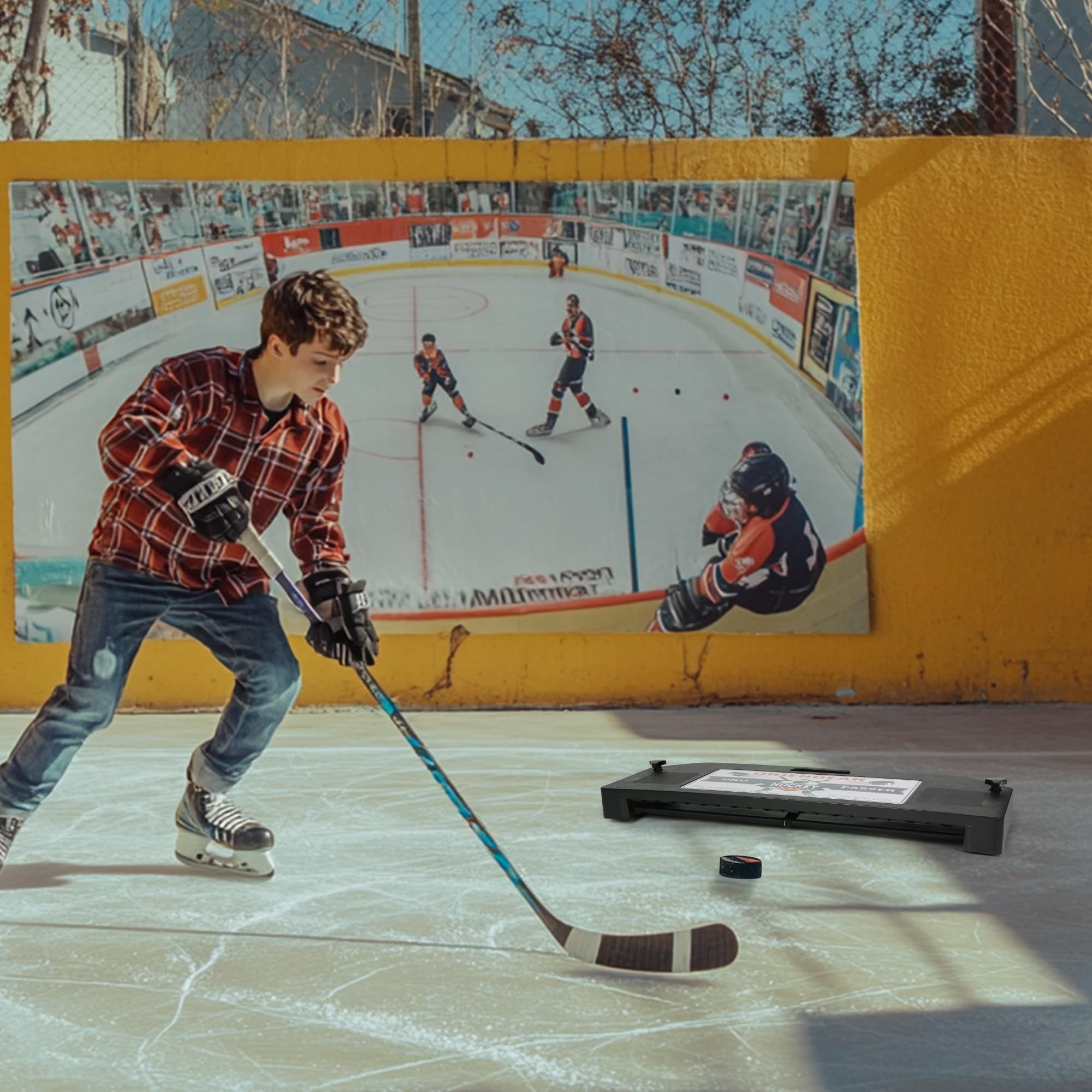 ORIENGEAR 25.5 Inch Hockey Passer Training Aid - Durable Puck Rebounder for Passing, Shooting & Stickhandling Practice - Perfect for One-Timer Drills - All Ages & Skill Levels - Great for Backyard, Rink & Team Training Sessions