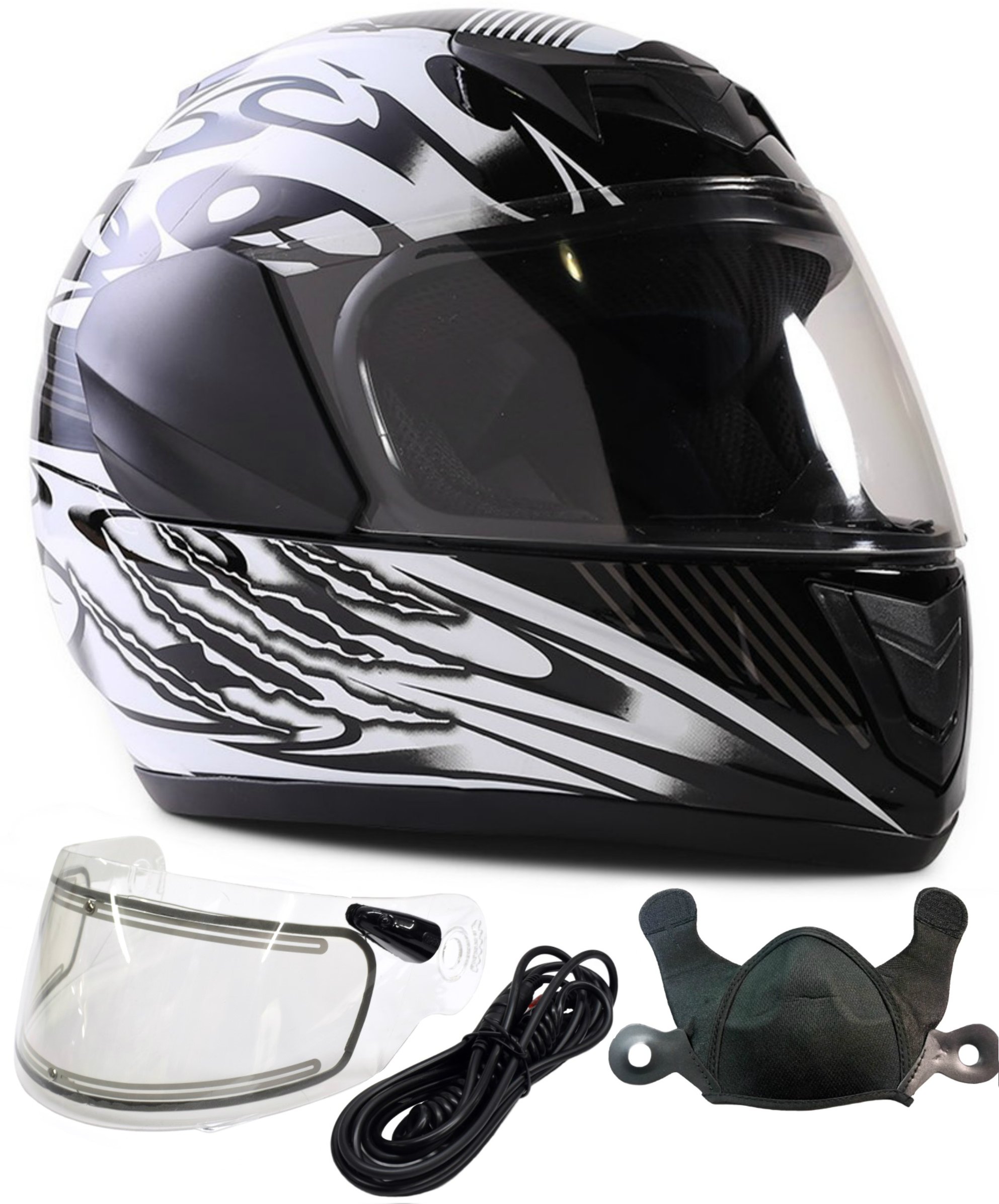 **Typhoon Youth Kids Full Face DOT Certified Snowmobile Helmet with Electric Shield - Black (Medium) - Safe & Comfortable for Boys & Girls - Ideal for Snowmobiling, ATV Riding & Winter Sports**