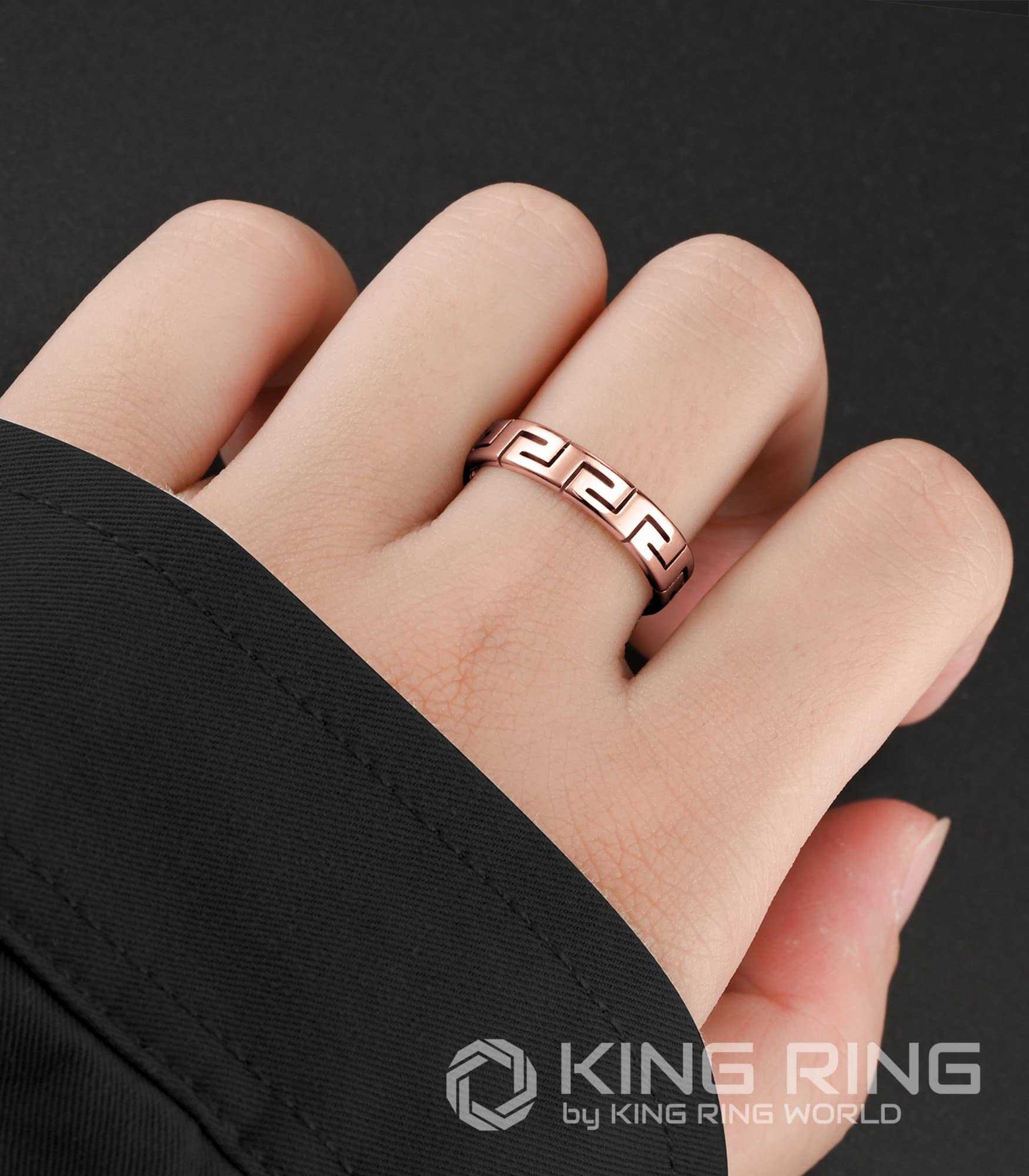 4mm King Ring – Viking Stainless Steel Greek Rings for Men & Women | Durable Couple Bands, Engagement & Wedding Rings | Perfect for Norse Lovers & Anniversary Gifts | Designed in USA