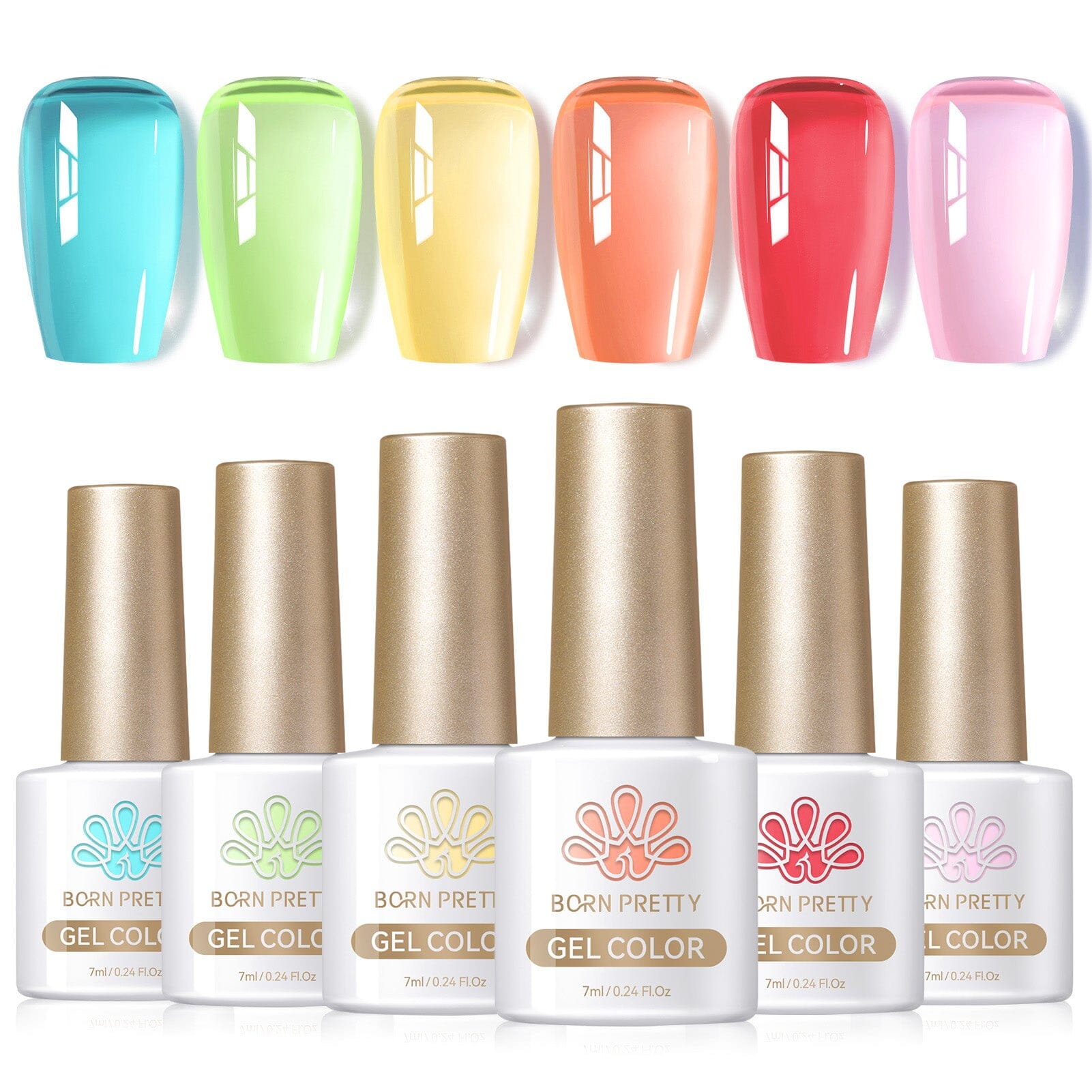 6 Colors Jelly Gel Nail Polish Set - 7ml Sea Glass Effect Nail Art Kit for DIY Manicure at Home or Salon