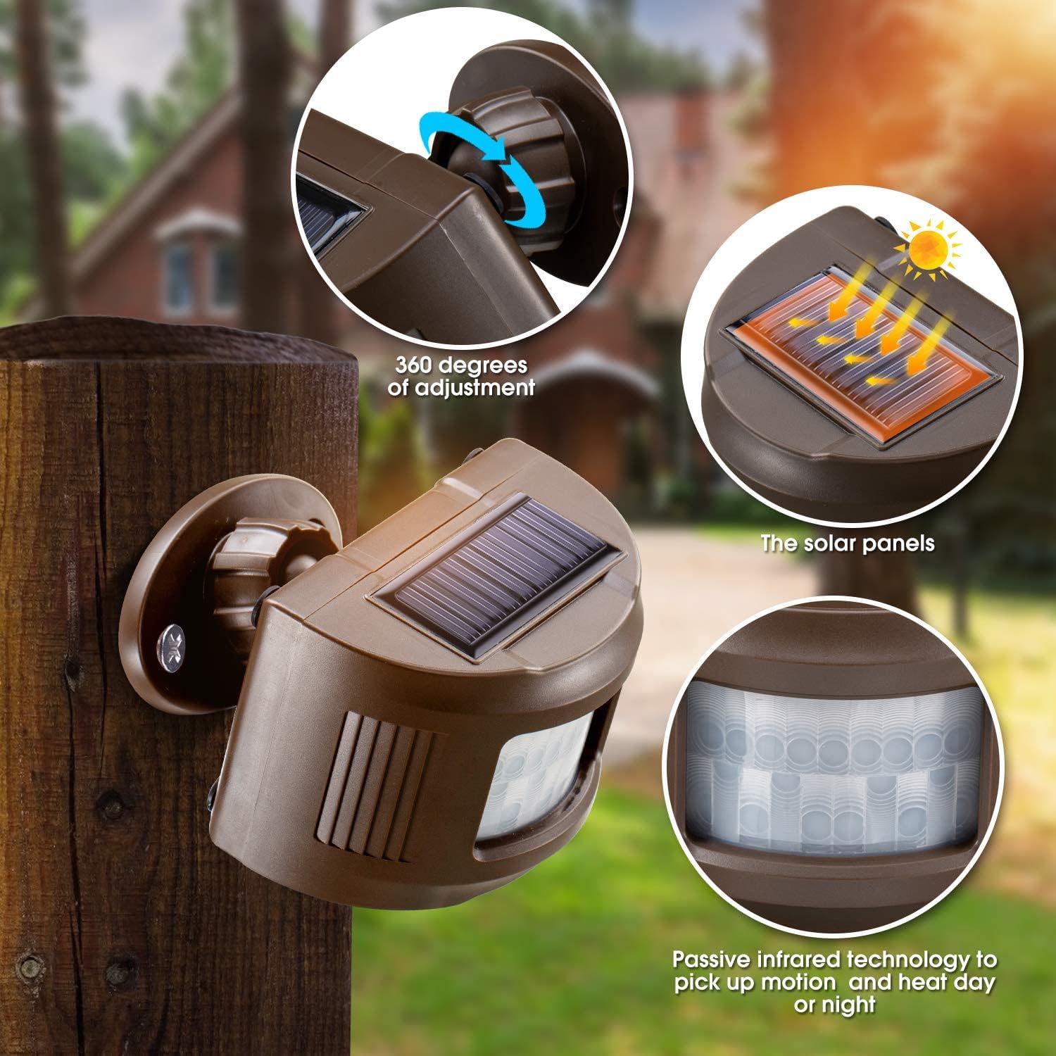 Solar Driveway Alarm Wireless Sensor System - Weatherproof Outdoor Motion Detector for Home Security | Driveway Alert for Cars, Bikes & Intruders | Perfect for Houses, Garages & Backyards