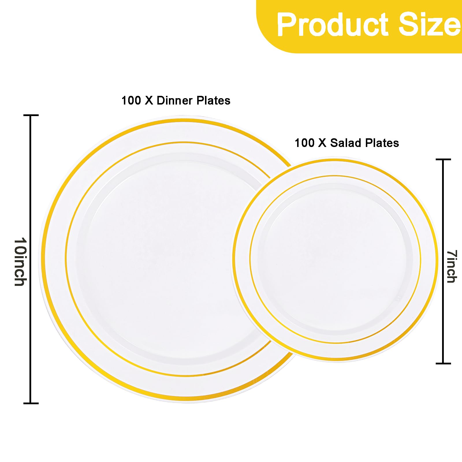 200 Pcs Gold Plastic Party Plates - Disposable Elegant Dinner & Dessert Plates Set (100 Dinner Plates + 100 Dessert Plates) for Wedding, Birthday, Holiday & Special Events - Perfect for Catering, Banquets & Home Celebrations