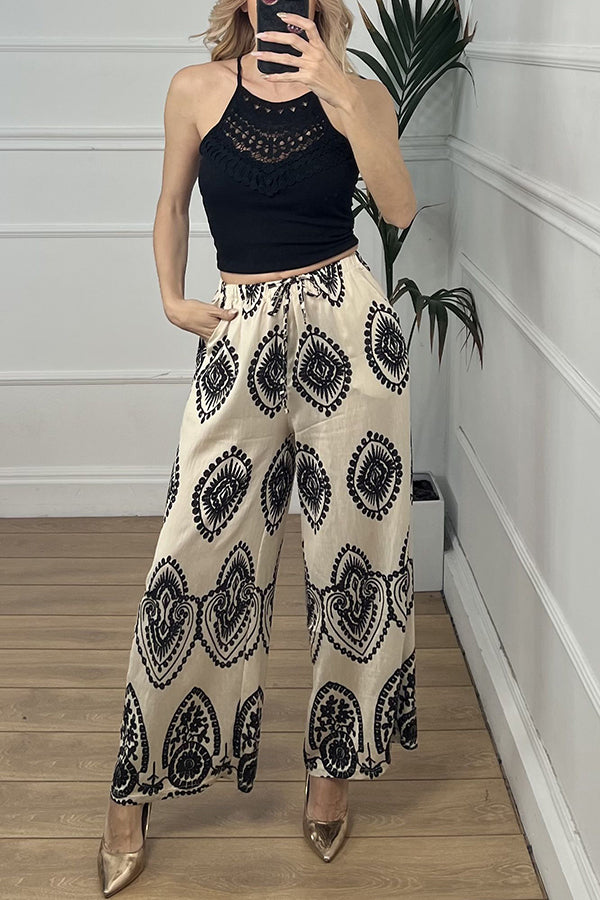 Stylish Elastic Waist Wide Leg Pants with Pockets - Trendy Casual Lounge Pants for Women - Perfect for Yoga, Travel & Everyday Comfort