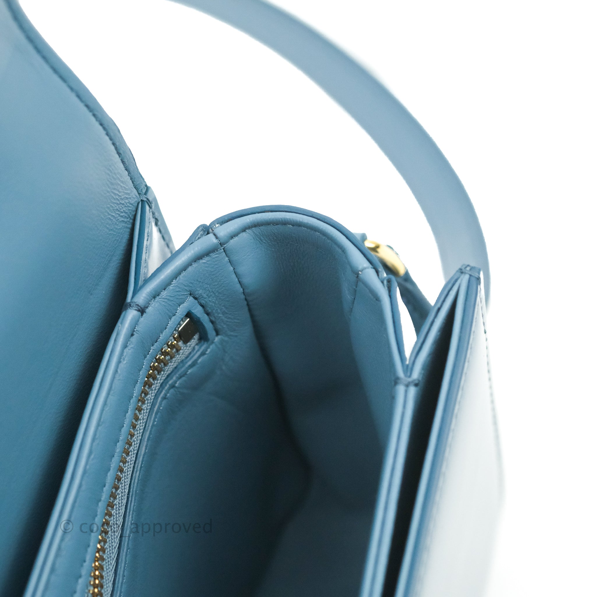 Celine Teen Triomphe Bag in Shiny Calfskin - Denim Blue | Luxury Crossbody Handbag for Women | Perfect for Date Night, Office & Travel