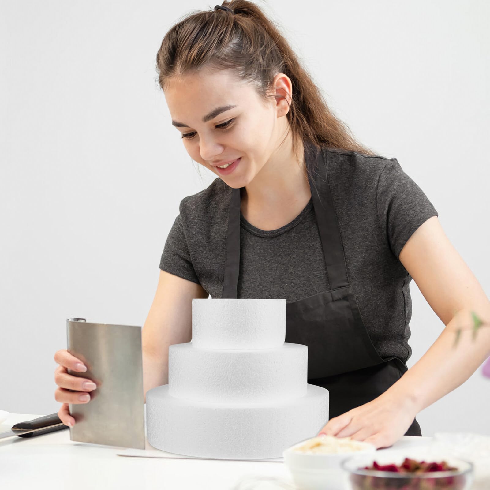 Ciieeo 3-Pack Foam Cake Dummies Circles for Wedding & Birthday Cake Decorating - Perfect for Bakeries, DIY Cake Design, and Professional Pastry Chefs