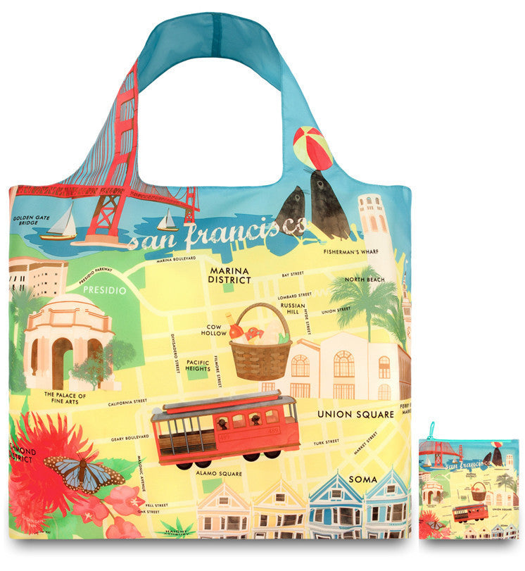LOQI Tote Bag URBAN Collection by Melissa Mackie - Stylish Reusable Shopping Bag for Groceries, Work & Travel | Eco-Friendly Foldable Tote for Women & Men