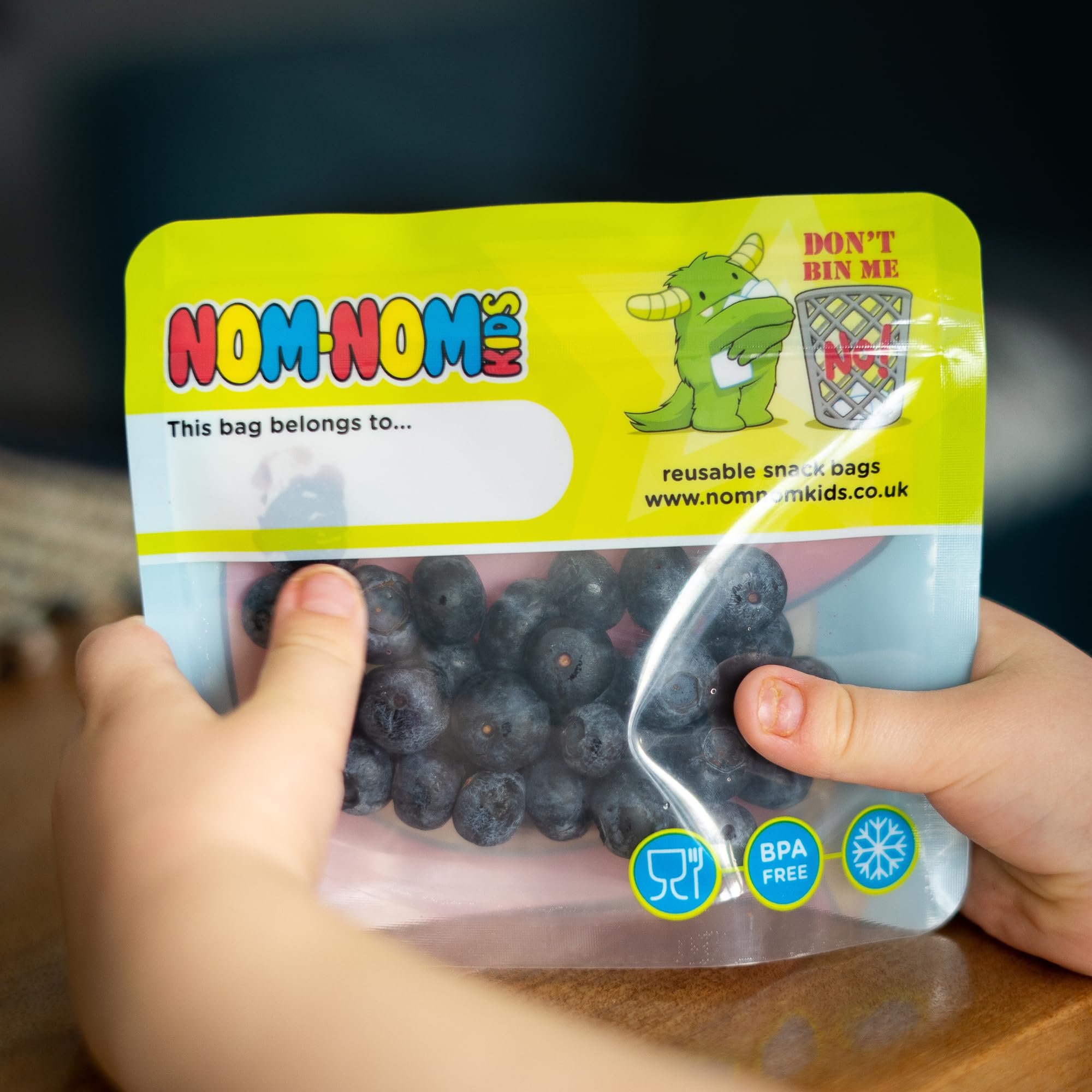 Nom Nom Kids Reusable Snack Bags Set of 10 - Eco-Friendly Cute Monster Design Food Storage Pouches for Toddler Snacks, Baby Led Weaning & School Lunches | Perfect for Picnics, Travel & On-the-Go Meals