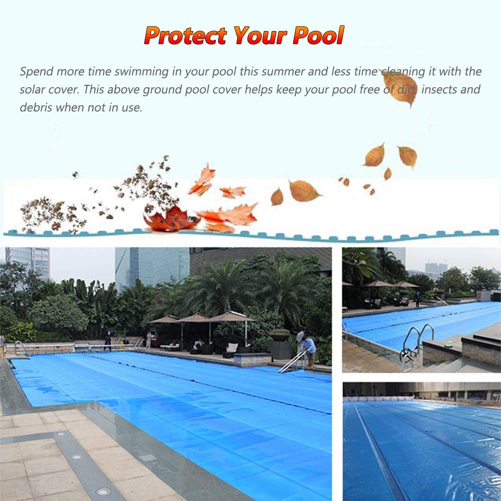 YXX Solar Pool Cover - 400g/m² Blue Bubble Insulation Blanket for In-Ground & Frame Pools (6.5×26ft/2×8m) - Reduces Heat Loss & Keeps Water Clean | Perfect for Summer Swimming & Winter Protection