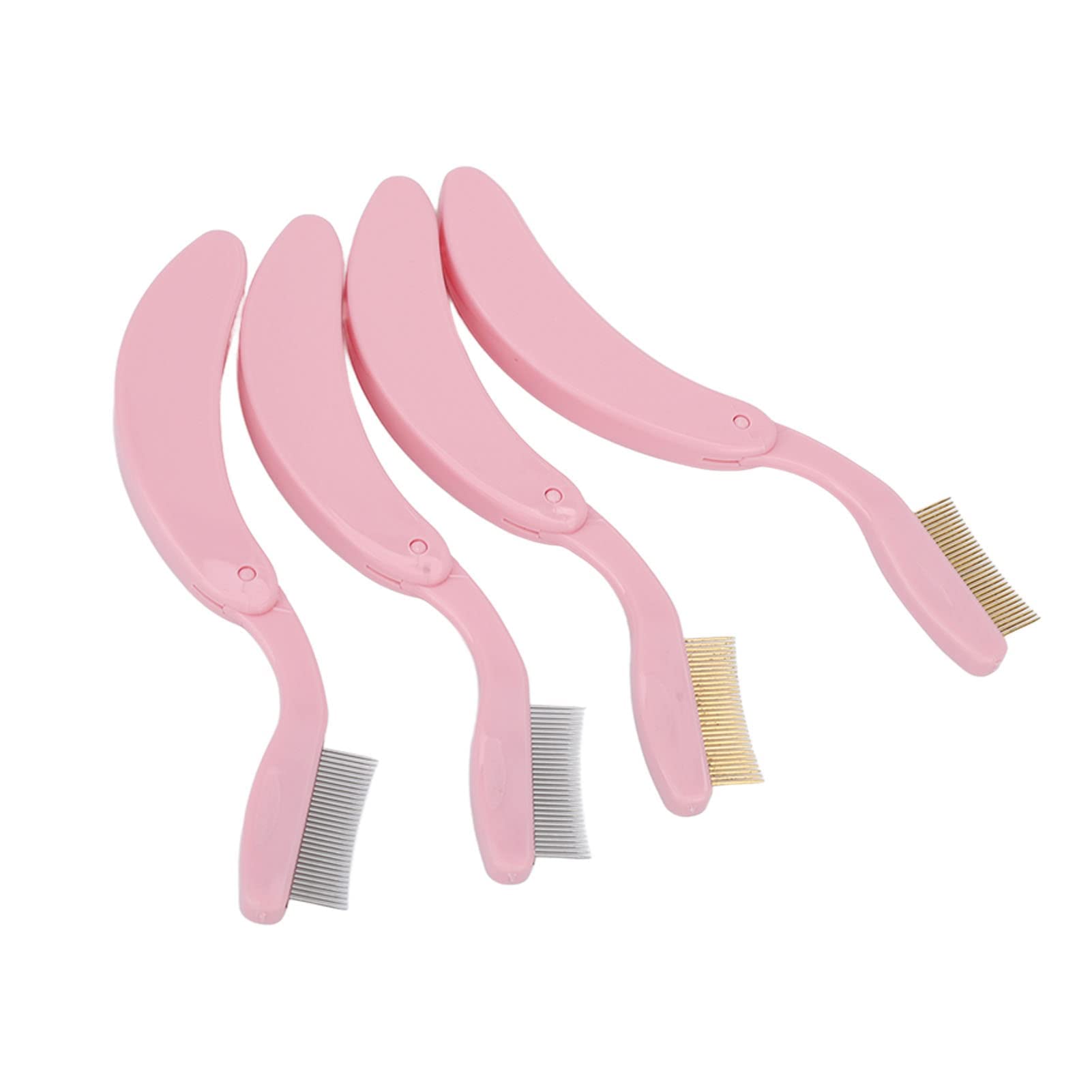 4pcs Stainless Steel Foldable Eyebrow & Eyelash Comb - Portable Makeup Brush for Eyebrow Grooming & Eyelash Separation | Perfect for Home, Travel & Professional Makeup Kits