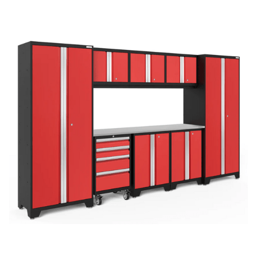 NEWAGE Bold Series 9-Piece Garage Storage Cabinet Set - 2 Base Cabinets, Tool Cabinet, Wall Cabinets & 30
