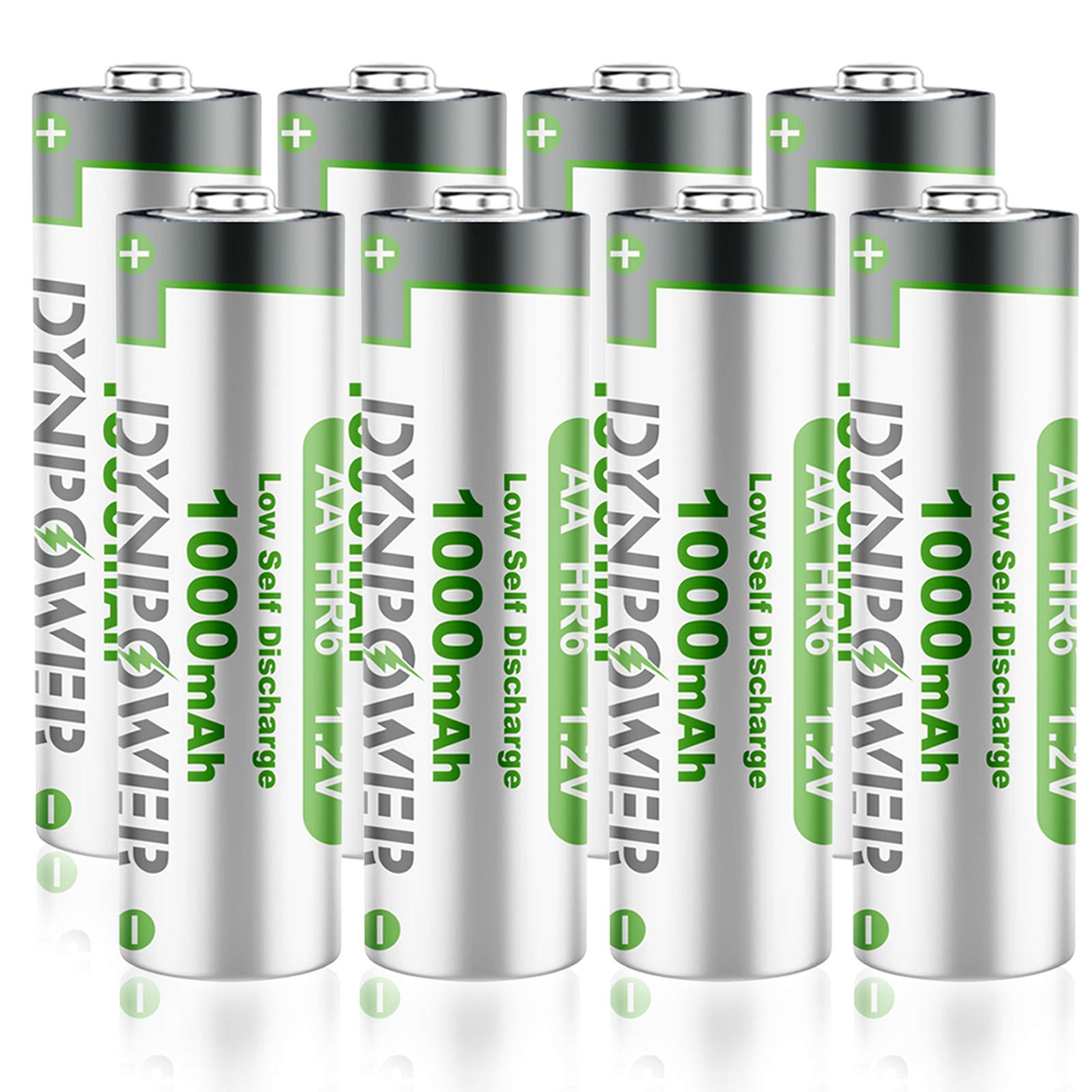 High-Capacity NiMH AA 1000mAh 1.2V Rechargeable Batteries - Pre-Charged Double A Batteries for Solar Lights, Garden Lights & String Lights - Long Lasting Power for Outdoor & Indoor Use (8-Pack)