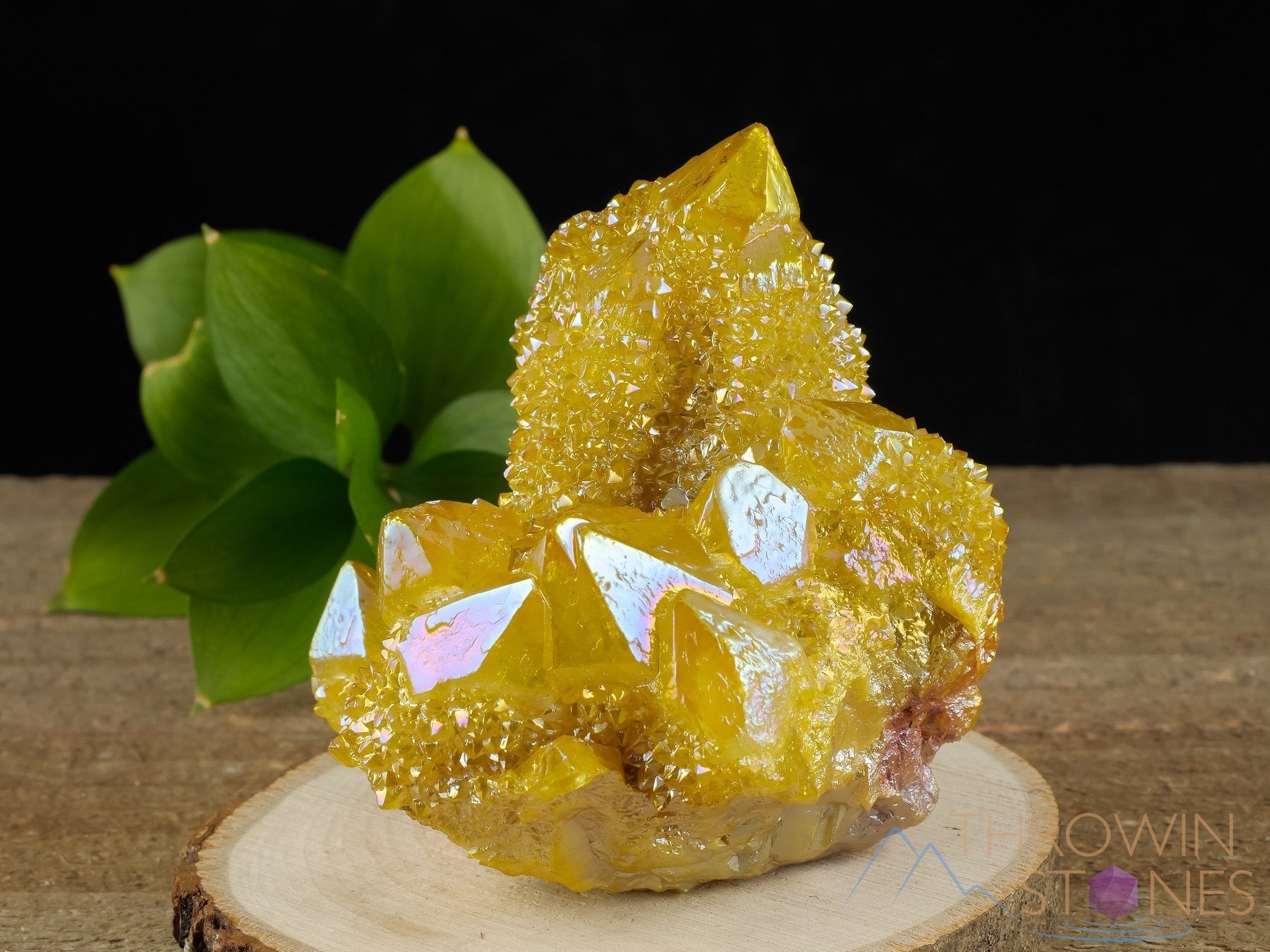 Sunshine Yellow Rainbow Aura Quartz Crystal Cluster - Large Spirit Quartz Natural Stone for Home Decor, Meditation & Healing (R0620)