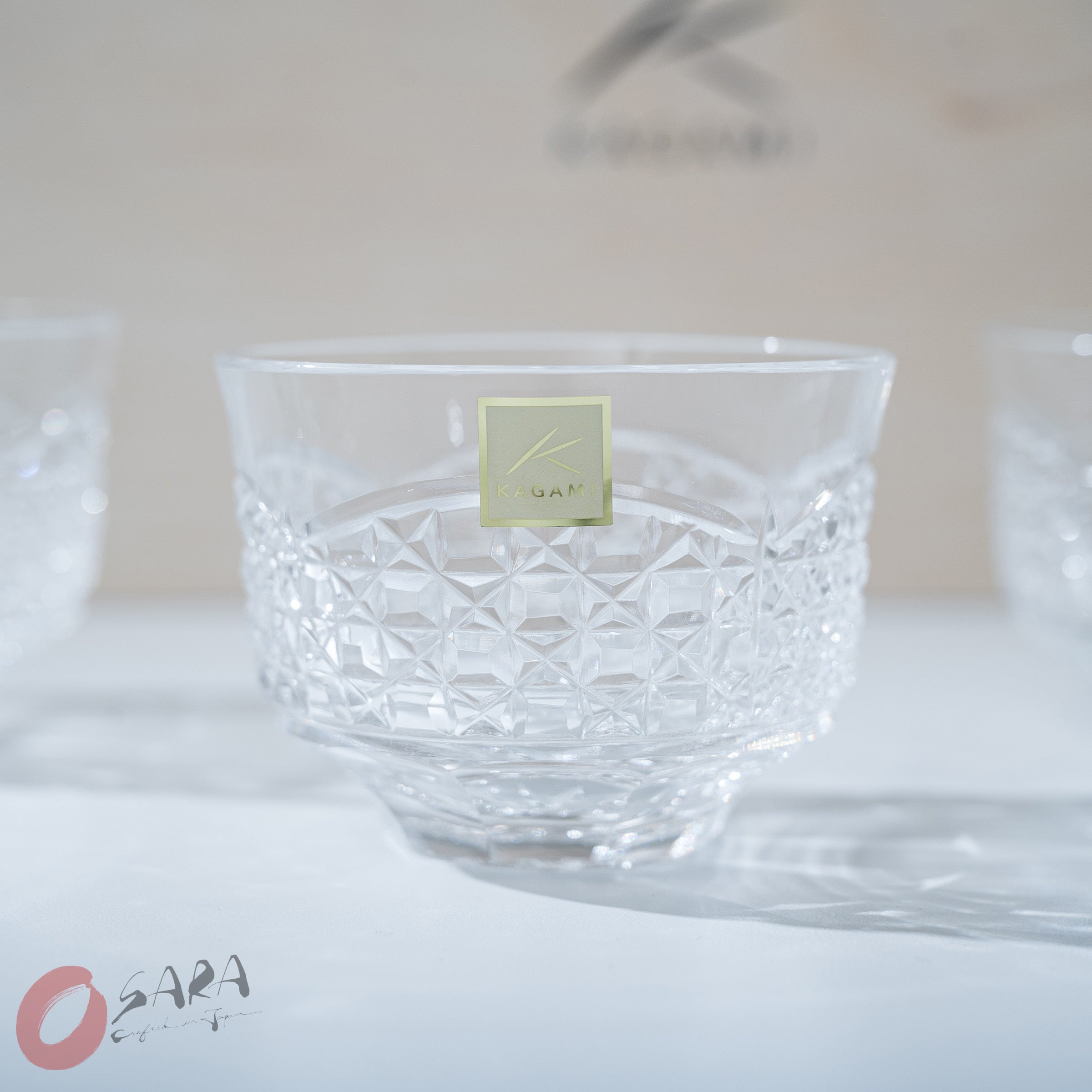 Premium KAGAMI Crystal Edo Kiriko Cold Tea Cup Set - 5 Piece Japanese Handcrafted Glassware for Iced Tea, Cocktails & Elegant Entertaining