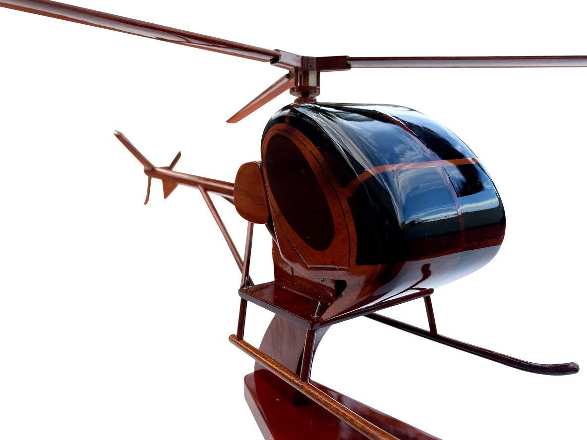 Hughes TH-55 Osage Helicopter Model - Premium Mahogany Wood Desktop Display - Perfect for Aviation Enthusiasts, Office Decor & Collector's Showcase