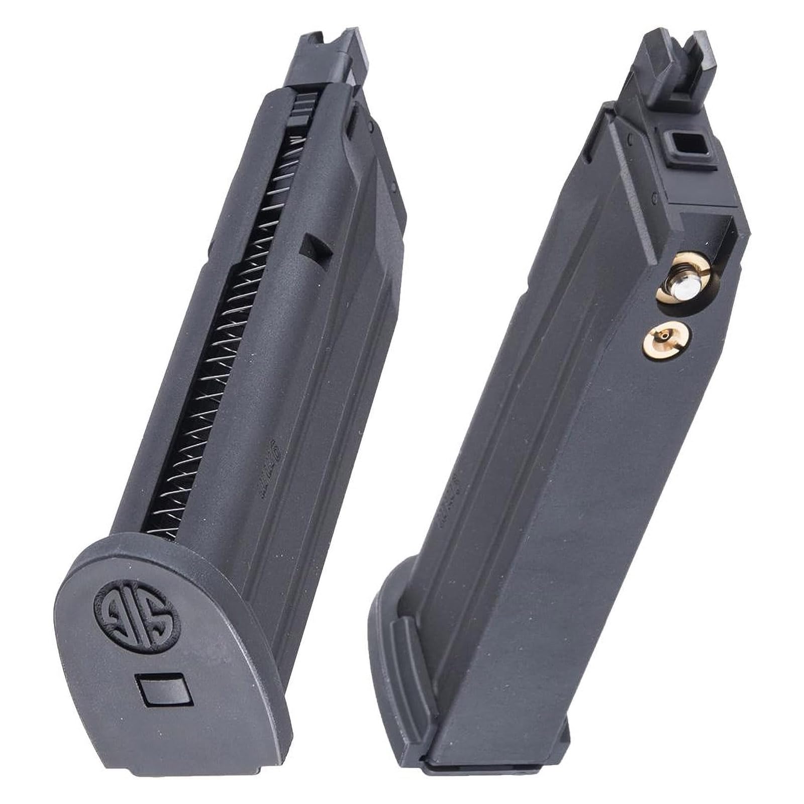 Sig Sauer ProForce 21-Round Airsoft Magazines for P320 M18 Air Guns - Green Gas Housing with Tan/Black Base Plate | High-Capacity Airsoft Accessories for Tactical Training & Competitive Shooting