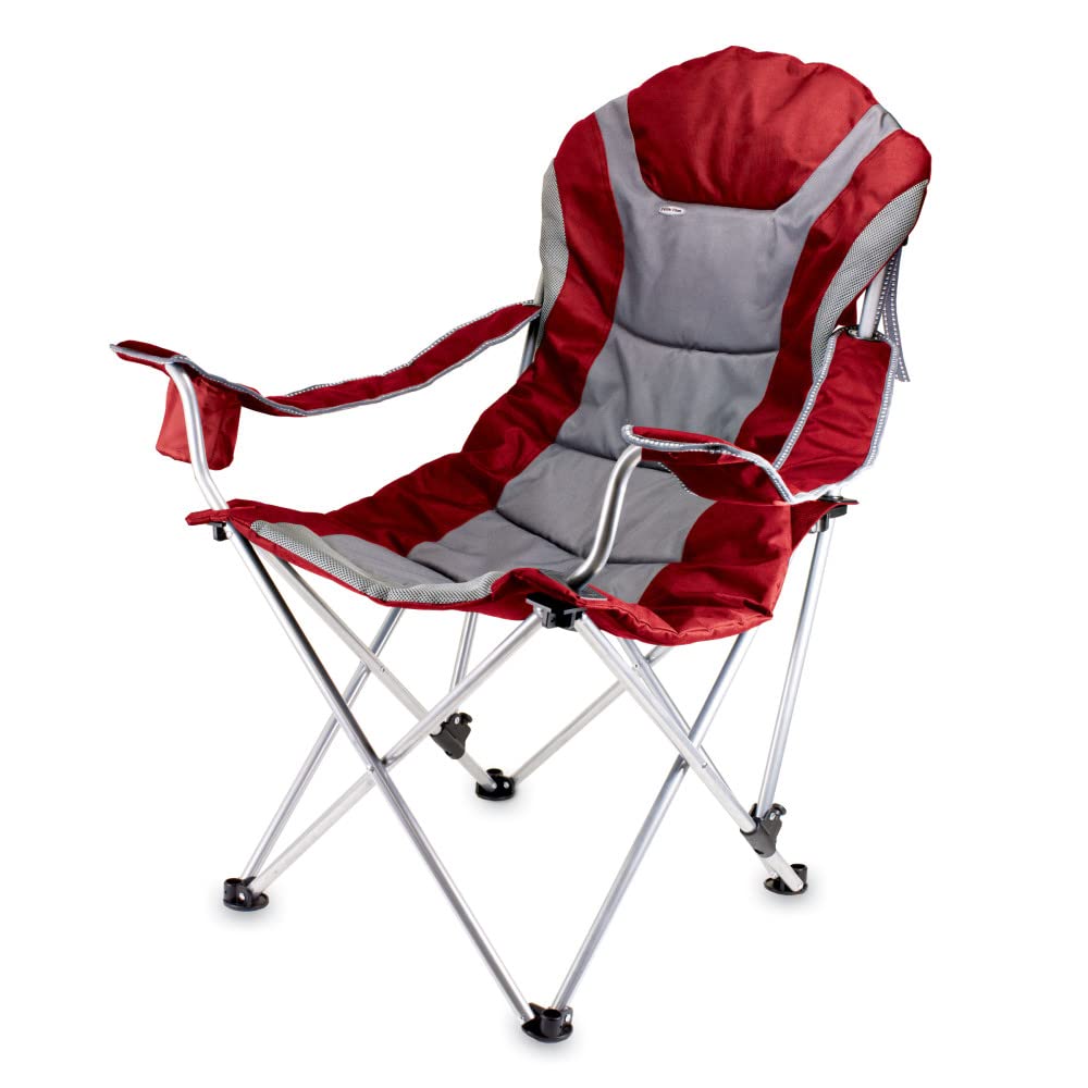 PICNIC TIME NCAA Arkansas Razorbacks Reclining Camp Chair - Portable Folding Beach Chair for Adults with Carry Bag - Perfect for Outdoor Sports, Camping, and Beach Relaxation