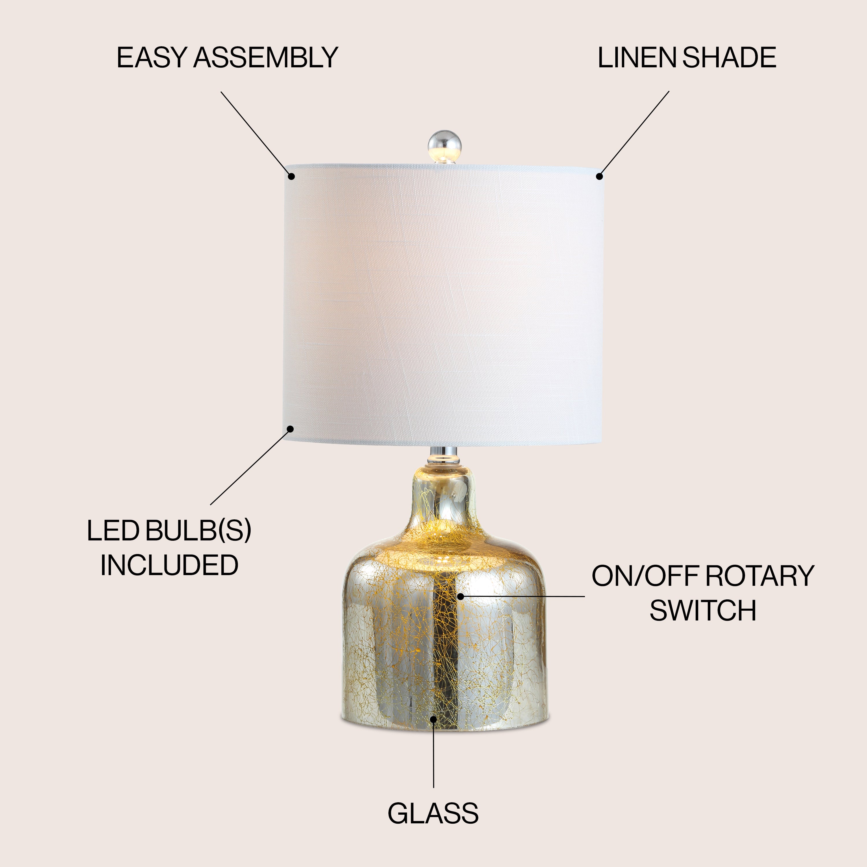 Gemma 19 Glass Bell LED Table Lamp - Modern Bedside Night Light for Living Room, Bedroom & Office Decor - Dimmable Warm White Light for Reading & Relaxation