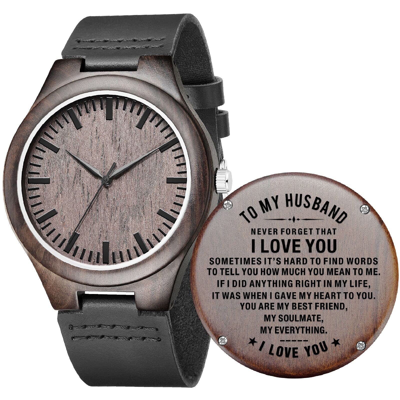Personalized Engraved Wooden Watches for Men - Unique Gifts for Husband, Dad, Boyfriend & Groomsmen | Perfect for Christmas, Father's Day, Valentine's & Weddings | Handcrafted Wood Watch for Casual & Formal Occasions