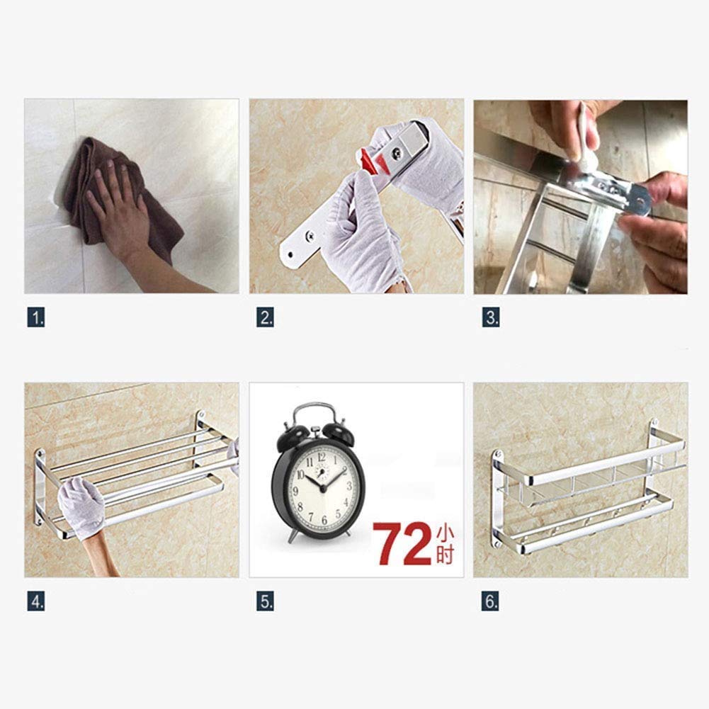 Wall Mounted Aluminum Towel Rack - Single Rod & Double Bar Bathroom Organizer for Kitchen & Bath Space Saving (Gold, 60cm) - Perfect for Small Bathrooms, Kitchens & Laundry Rooms