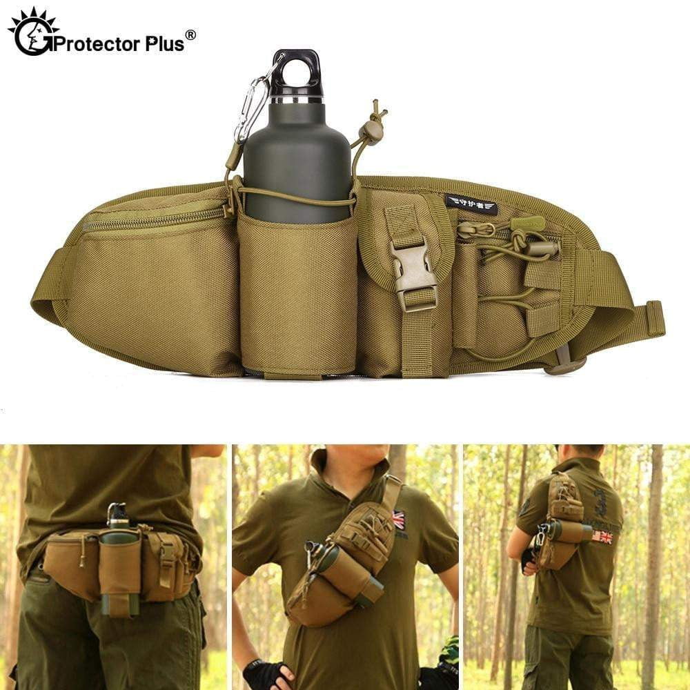Tactical Waist Pack with Water Bottle Pouch - Durable Outdoor Belt Bag for Camping, Hiking & Hunting - Perfect for Adventure Gear Storage & Hands-Free Convenience