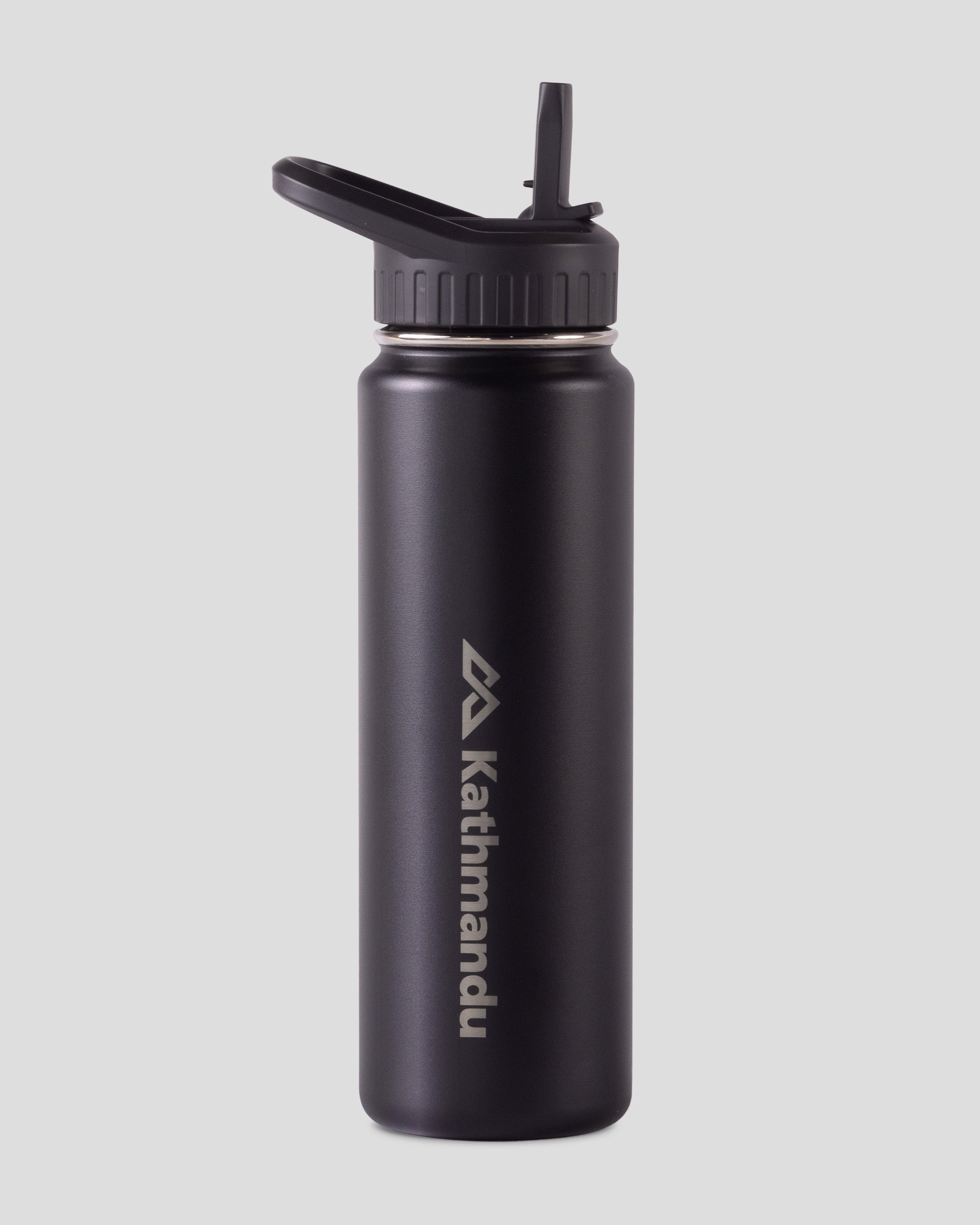 Straw Lid Insulated Water Bottle 710ml (24oz) - Black Stingray Design | Leakproof & BPA-Free | Perfect for Gym, Hiking & Outdoor Activities