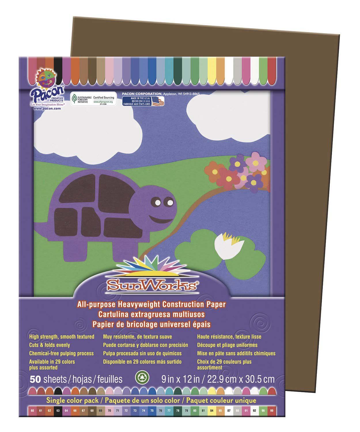 Dark Brown Construction Paper 9x12 Inches - 50 Sheets Pack for School Projects, Arts & Crafts, Scrapbooking, and DIY Decorations
