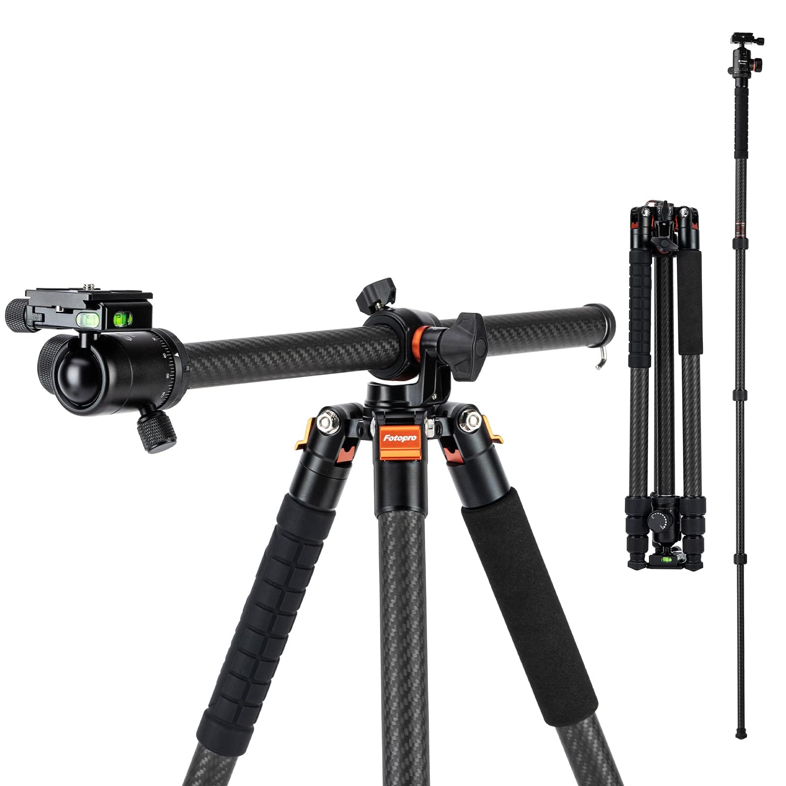 Fotopro 75 Inch Carbon Fiber Horizontal Camera Tripod with 360° Ball Head & Quick Release Plate - Professional DSLR Tripod for Travel, Photography & Video Recording - Perfect for Outdoor Adventures, Vlogging & Studio Shoots