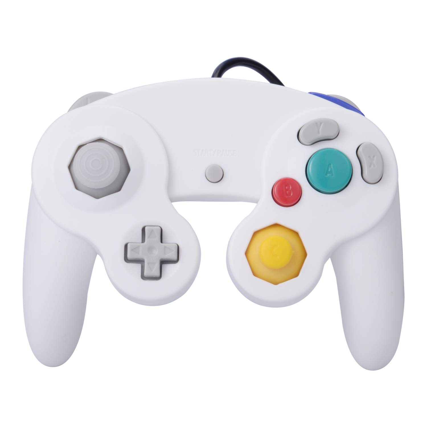 ONE250 2 Pack Classic Shock Wired Game Controllers for Wii & NGC Gamecube - Ergonomic Design, Plug & Play (White) - Perfect for Multiplayer Gaming & Retro Console Enthusiasts