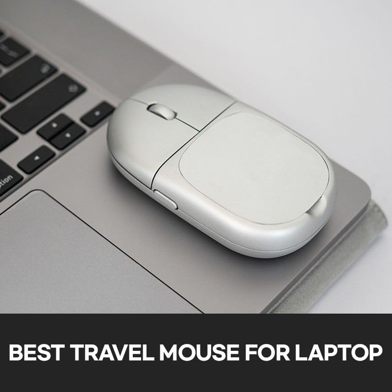 Magneto Wireless Mouse - Compact Bluetooth Mouse for MacBook, iPad, Laptop | Magnetic Attachment, Silent Clicks | Compatible with Windows, Mac, Linux, Chrome OS | Perfect for Travel, Office & Home Use (Silver)