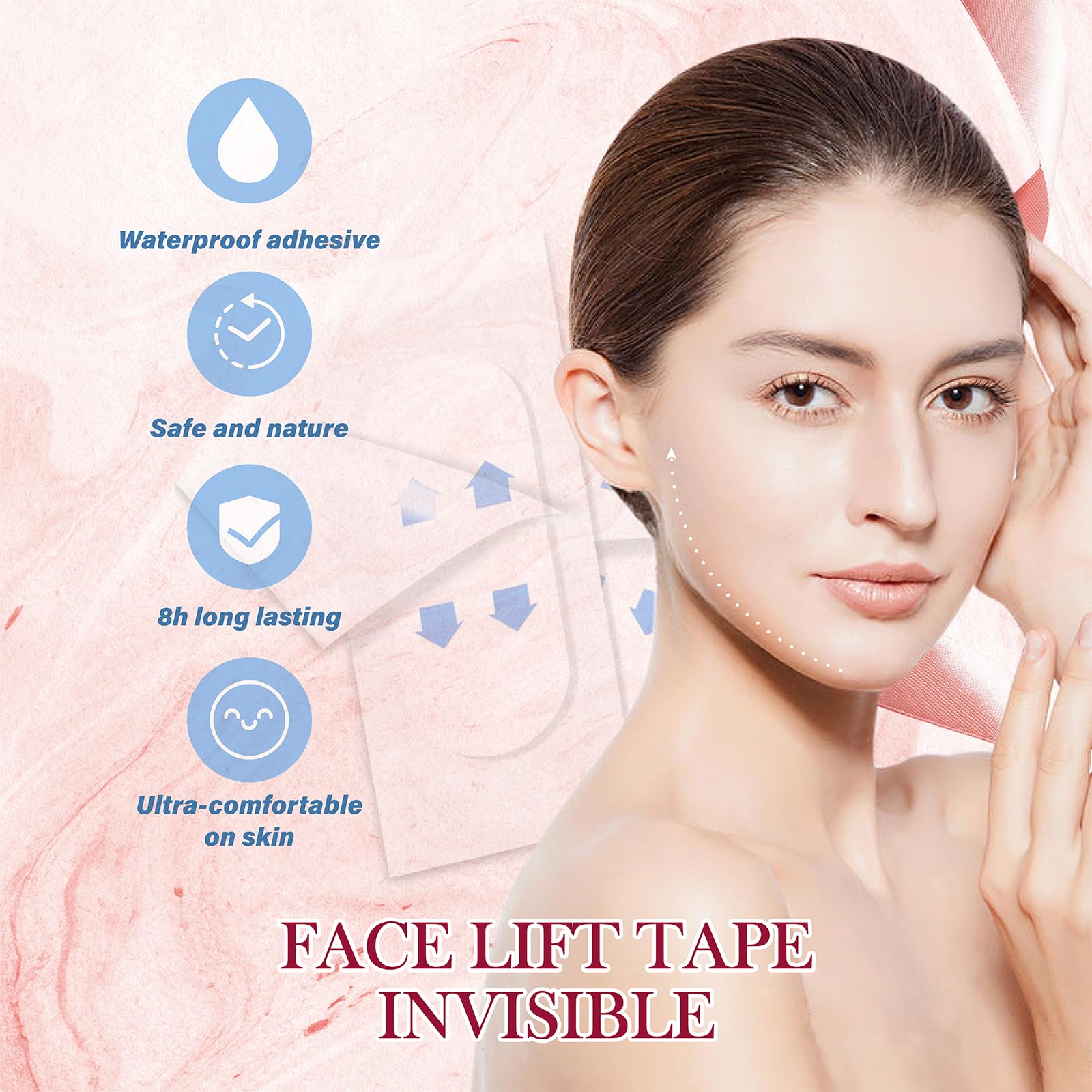 Instant Face Lift Tape - Invisible Stickers for Jowls & Double Chin - 60PCS - Perfect for Makeup & Skin Tightening