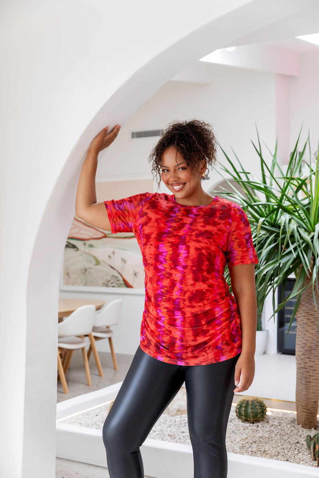 Darla Mesh Top for Women - Stylish Red Crochet Knit Shirt, Breathable Summer Blouse for Casual Outings, Beach Wear & Night Out