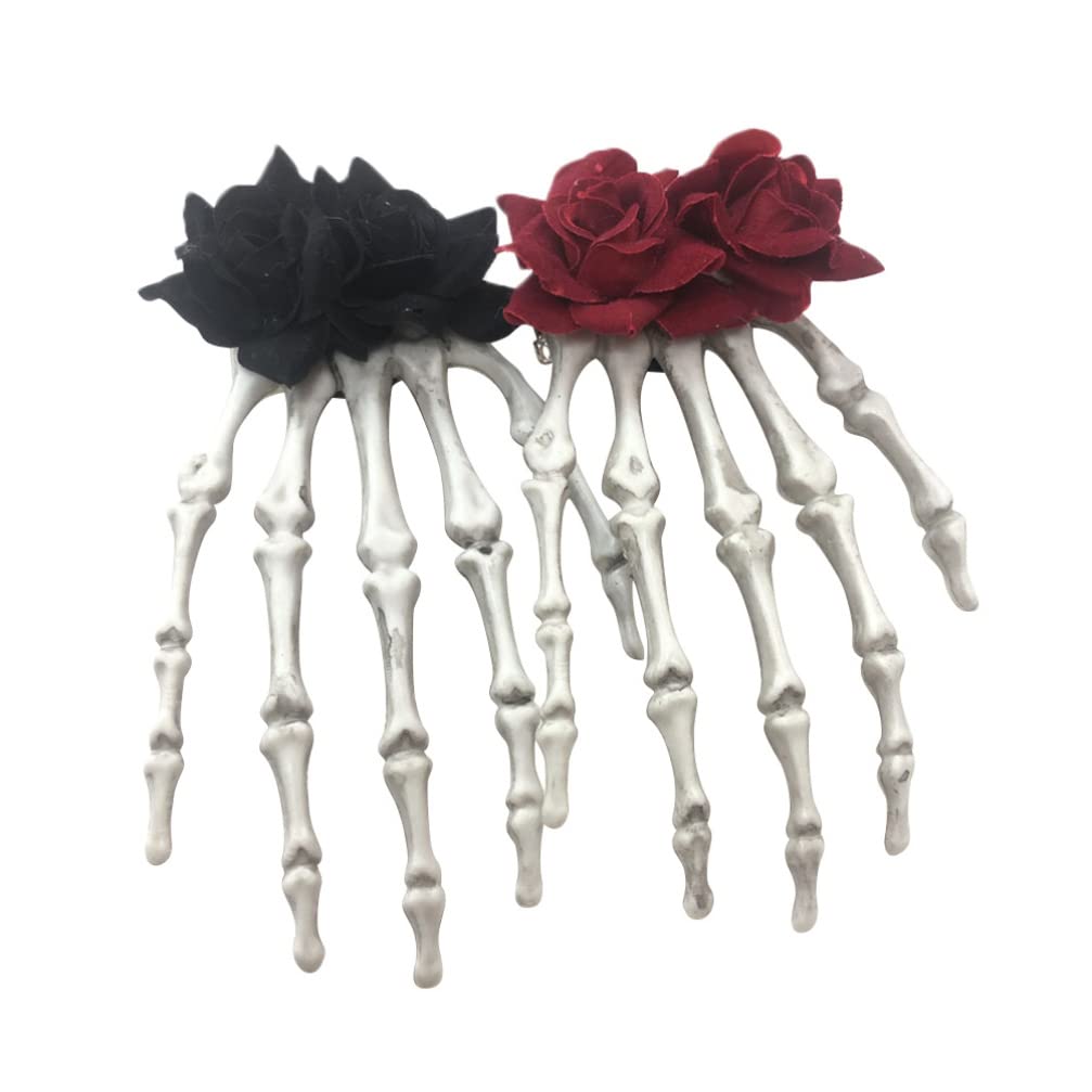 Halloween Skeleton Hair Clips for Women - 2PCS Skull Barrettes, Zombie Bone Hair Accessories for Women & Girls - Perfect for Horror Costumes, Cosplay & Spooky Party Hairstyles (Random Color)