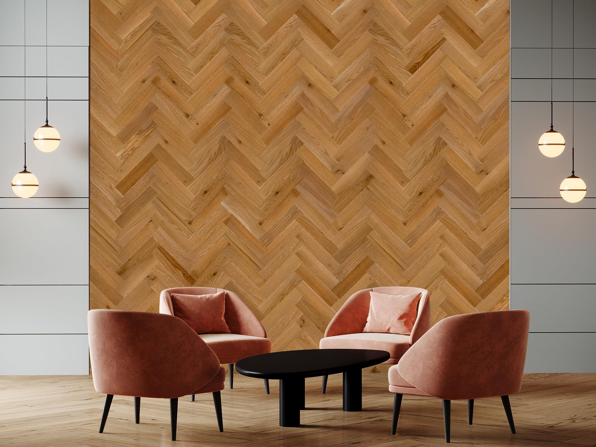 Timberchic Wooden Wall Planks - Peel & Stick DIY Wall Paneling, Herringbone Pattern, Golden Oak - Perfect for Accent Walls & Home Decor
